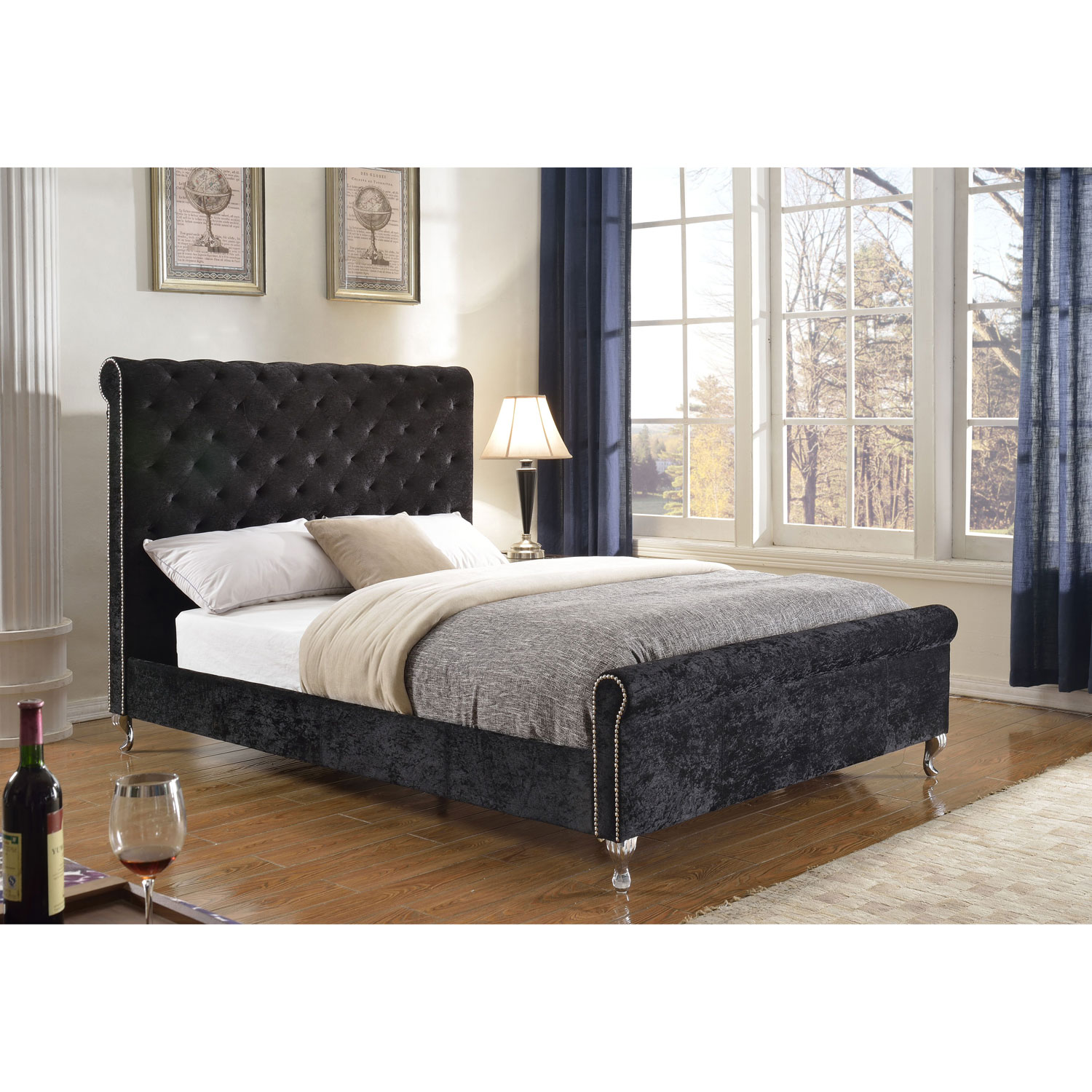 Victoria Modern Bed - Double - Black