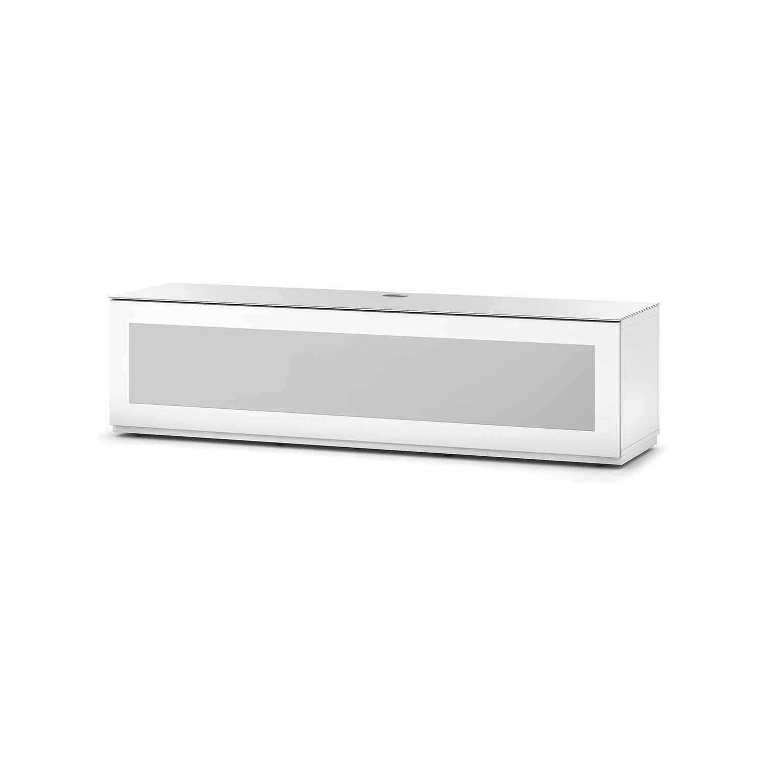 SONOROUS Studio ST-160B Wood and Glass Modern TV Stand with Hidden Wheels for Sizes up to 75" - White