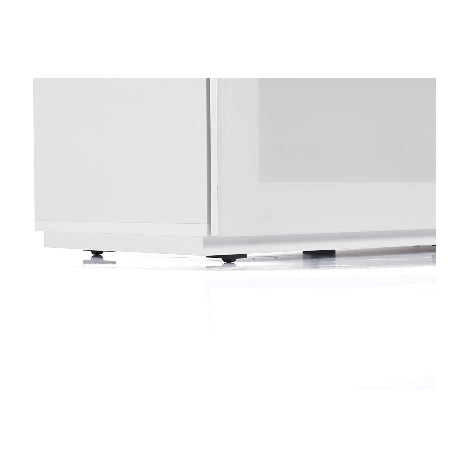 SONOROUS Studio ST-160B Wood and Glass Modern TV Stand with Hidden Wheels for Sizes up to 75" - White