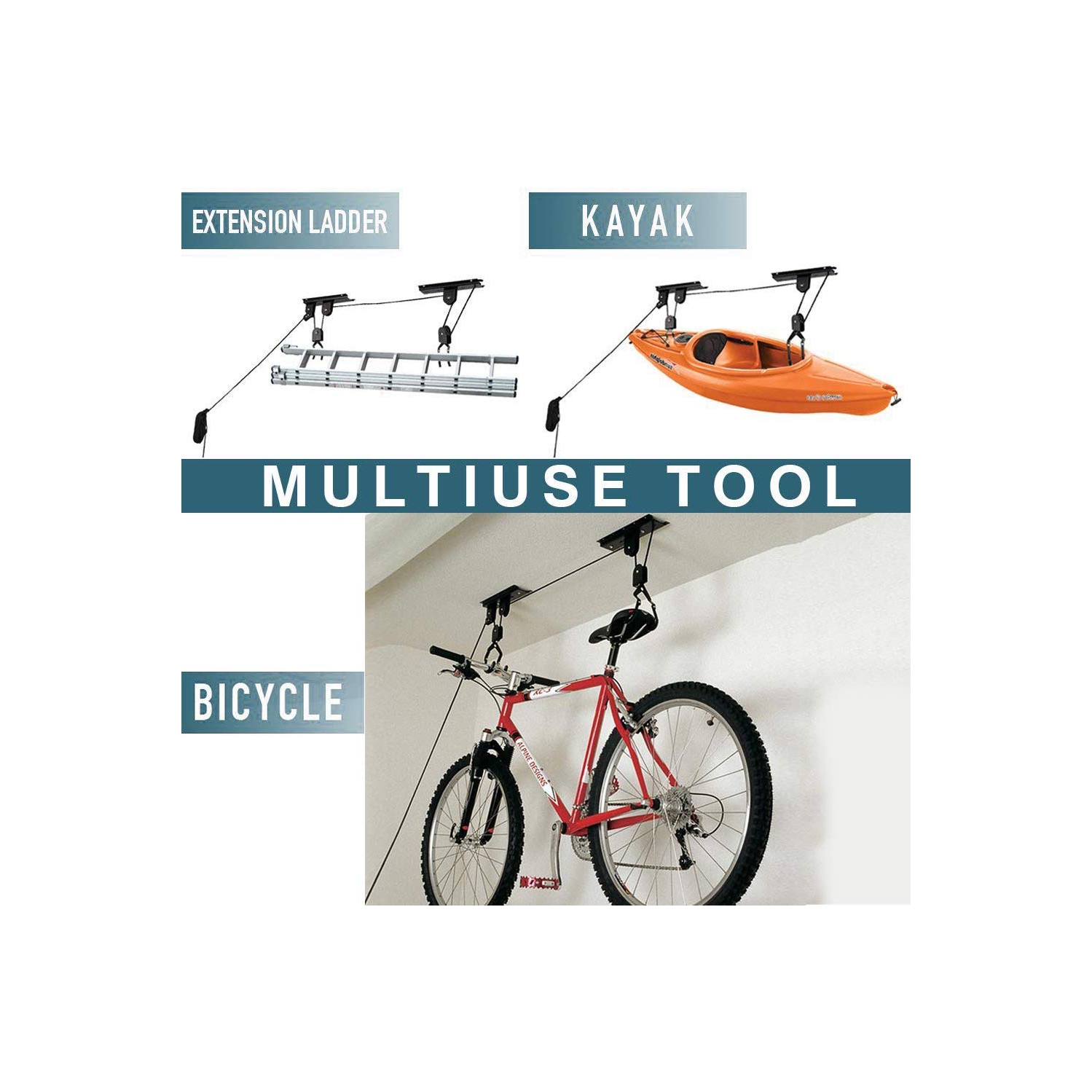 Support de plafond pour garage utilitaire amélioré Stanz, palan à vélo de montagne