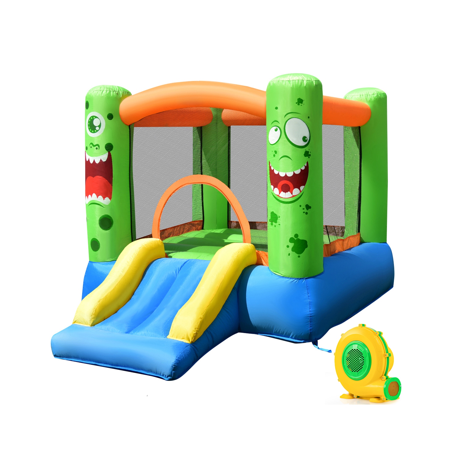 Costway Kids Playing Inflatable Bounce House Jumping Castle Game Fun Slider 480W Blower