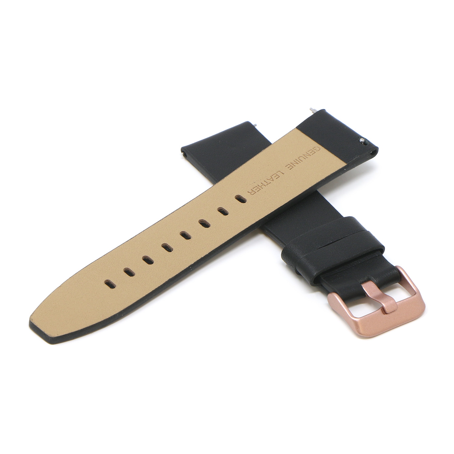 StrapsCo Smooth Leather Watch Band Strap for Fitbit Versa & Versa 2 - Short-Medium - Black