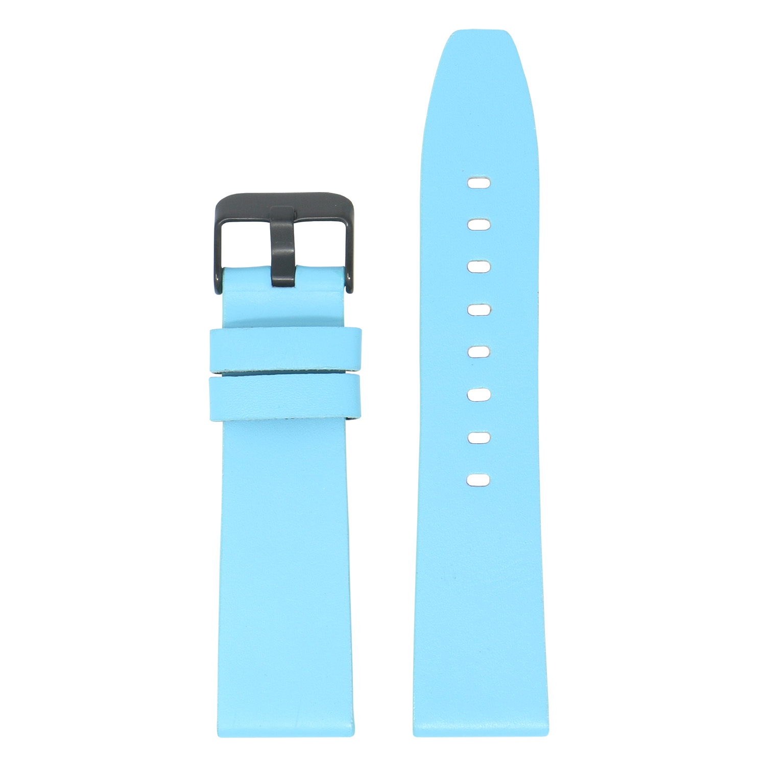 StrapsCo Smooth Leather Watch Band Strap for Fitbit Versa & Versa 2 - Medium-Long - Sky Blue