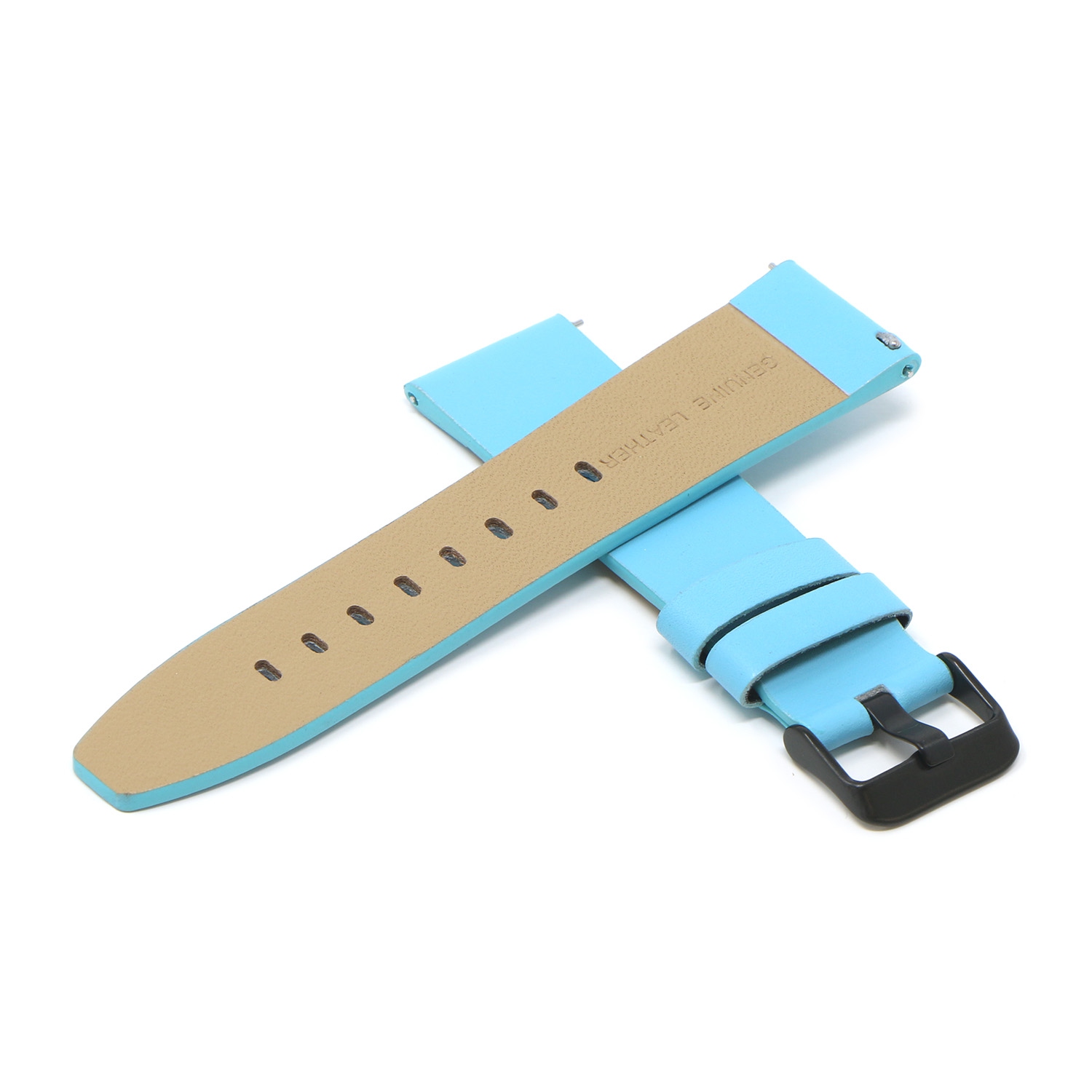 StrapsCo Smooth Leather Watch Band Strap for Fitbit Versa & Versa 2 - Medium-Long - Sky Blue