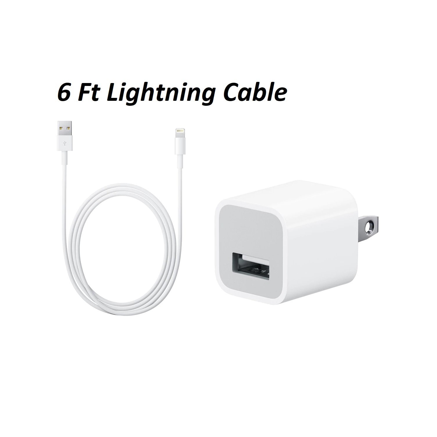 (CABLESHARK)Charger 5W Cube USB Adapter + 6 Foot (2 Meter) 8-Pin USB Cable for iPod, iPad, iPhone