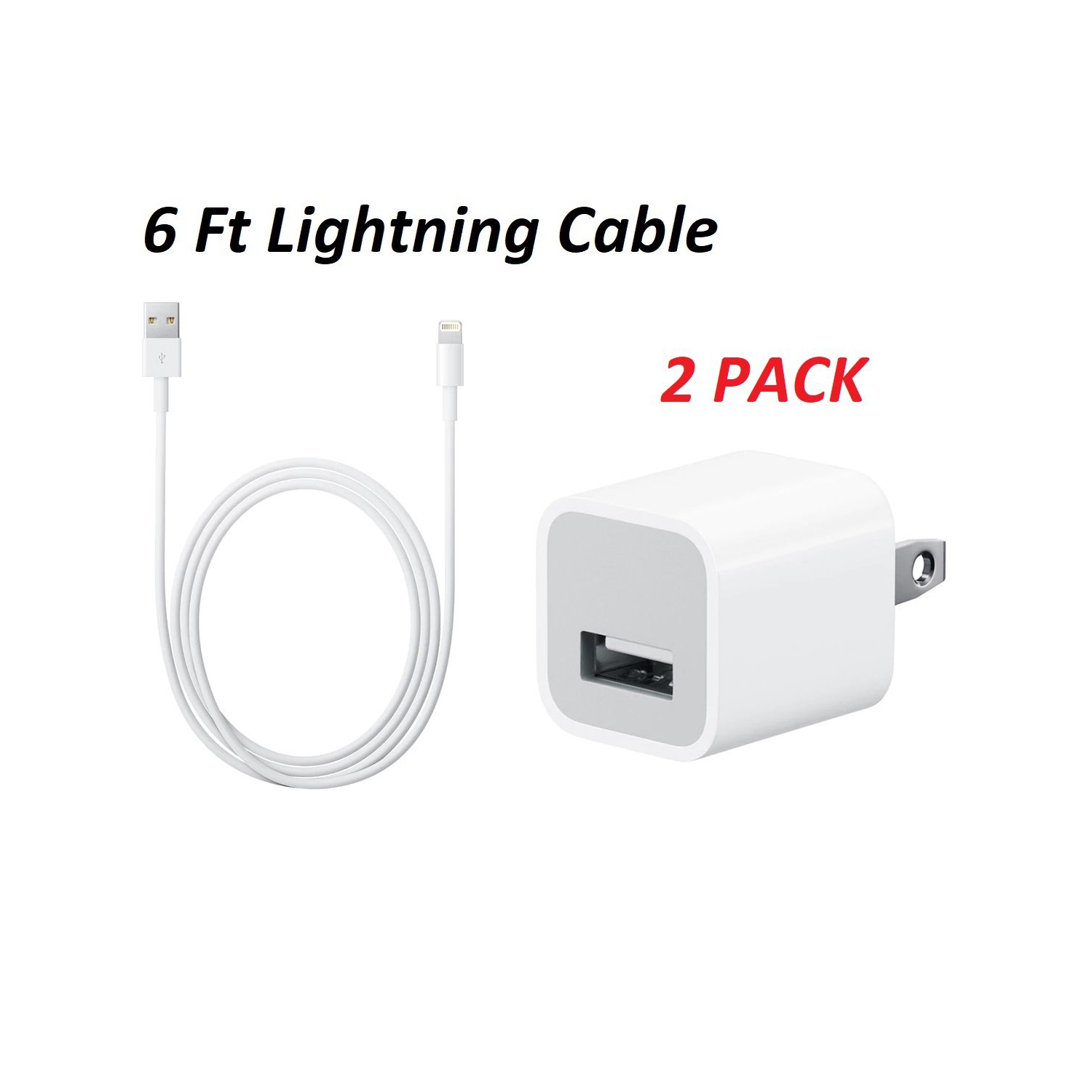 (CABLESHARK) iPod, iPad, iPhone Compatible 5W Cube USB Adapter + 6 Foot (2 Meter) 8-Pin USB Cable iPod, iPad, iPhone