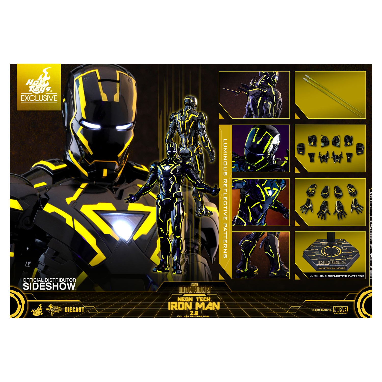 Iron Man 2 figurine de 12 po série Movie Masterpiece - Neon Tech Iron Man 2.0 Hot Toys 904407