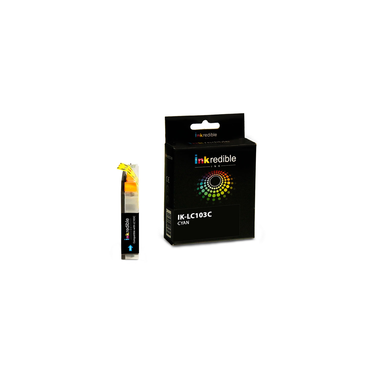 Brother LC103C Compatible Cyan Ink Cartridge High Yield - Inkredible Ink™ - 1/Pack