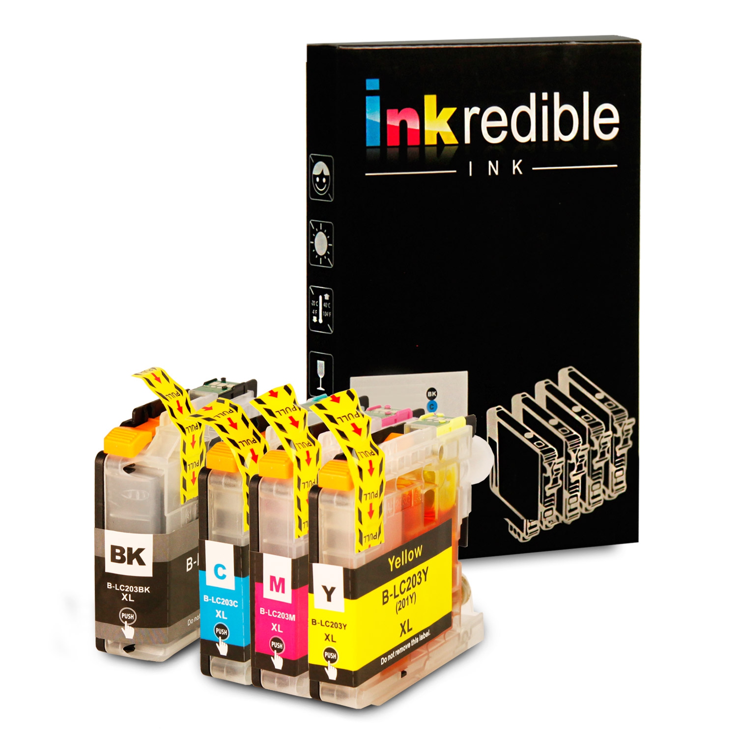 Brother LC203 Cartouches d'encre compatibles haute capacité Combo - Inkredible Ink™ - 4 / paquet