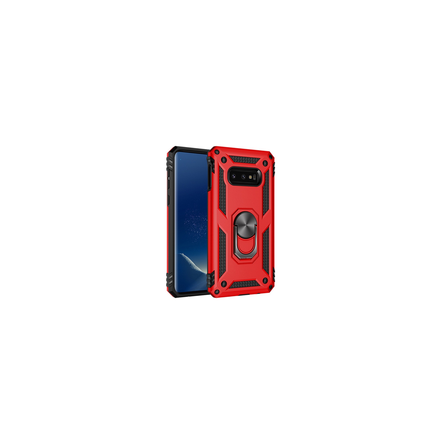 【CSmart】 Anti-Drop Hybrid Magnetic Hard Armor Case with Ring Holder for Samsung Galaxy S8, Red
