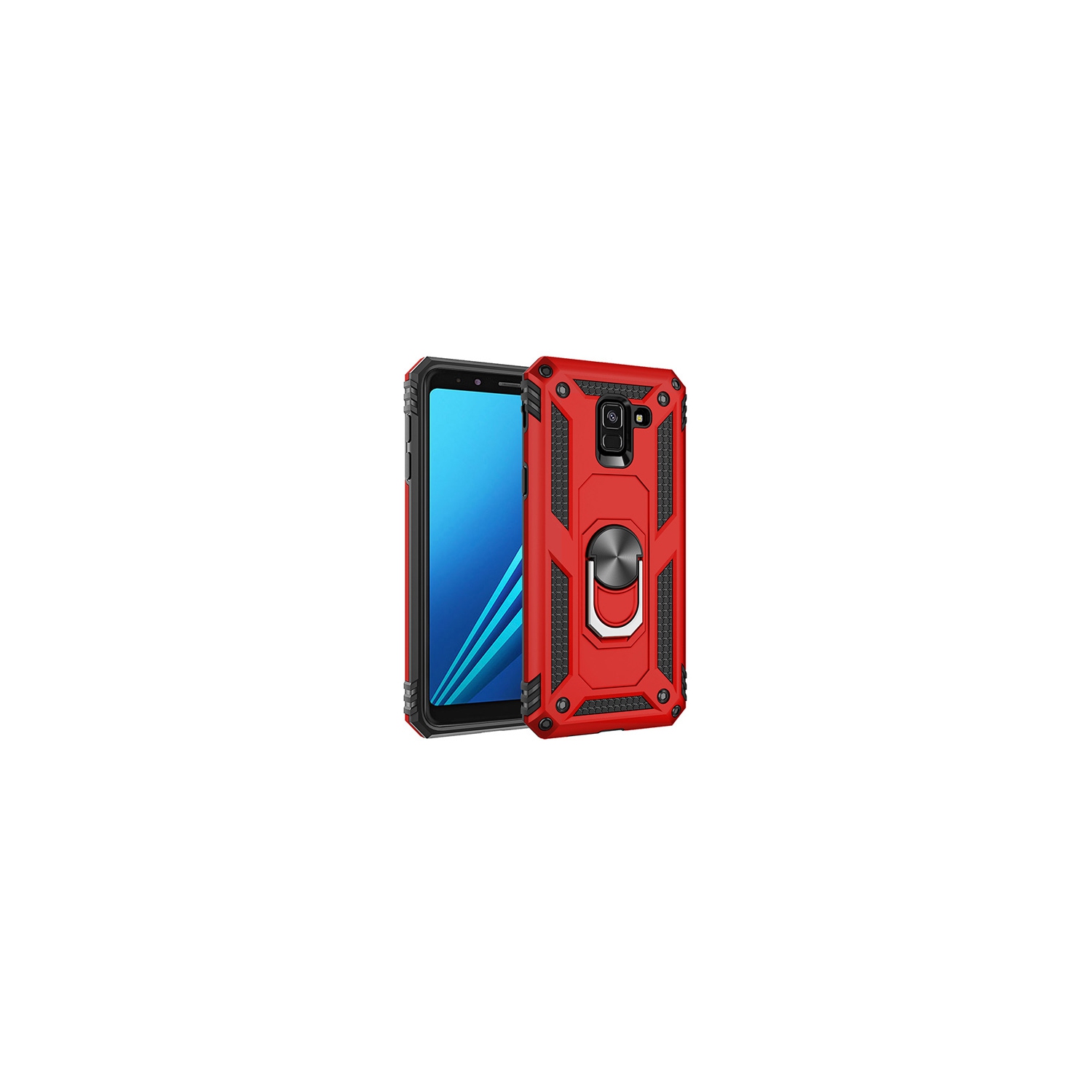 【CSmart】 Anti-Drop Hybrid Magnetic Hard Armor Case with Ring Holder for Samsung Galaxy S9, Red