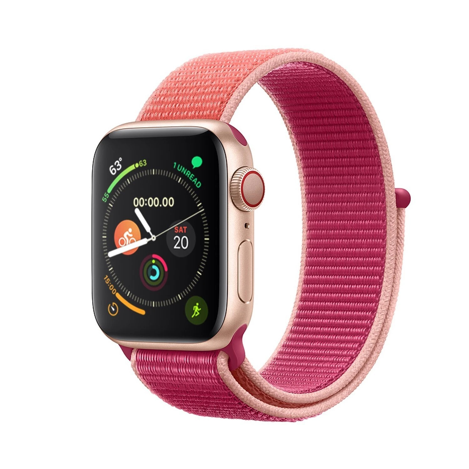 Woven Nylon Sport Loop Replacement Band Strap for Apple Watch iWatch Series 1 to 7 SE, 38mm 40mm 41mm, Hot Pink
