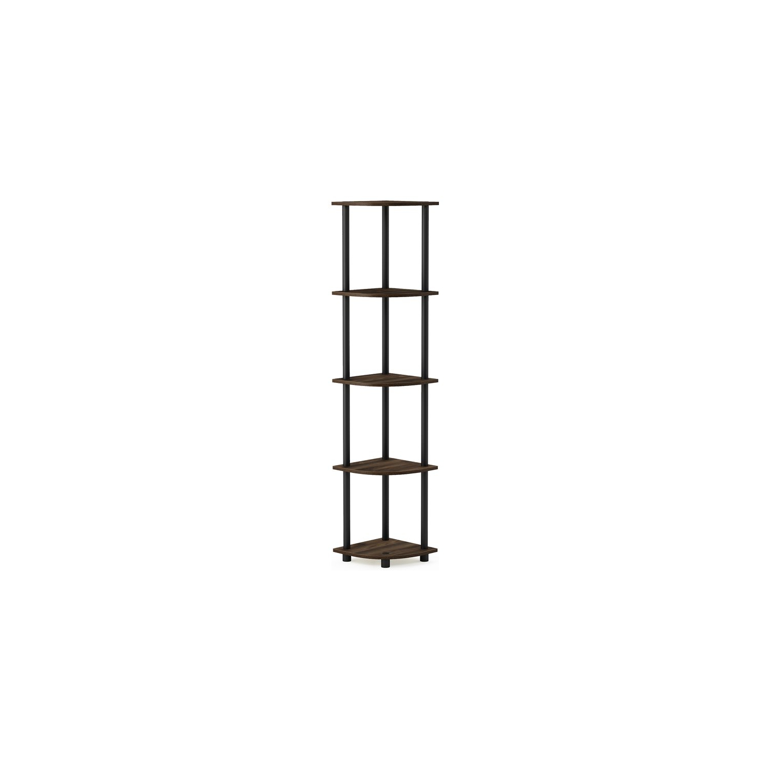 Furinno Turn-N-Tube Wood 5 Tier Corner Display Rack in Columbia Walnut/Black