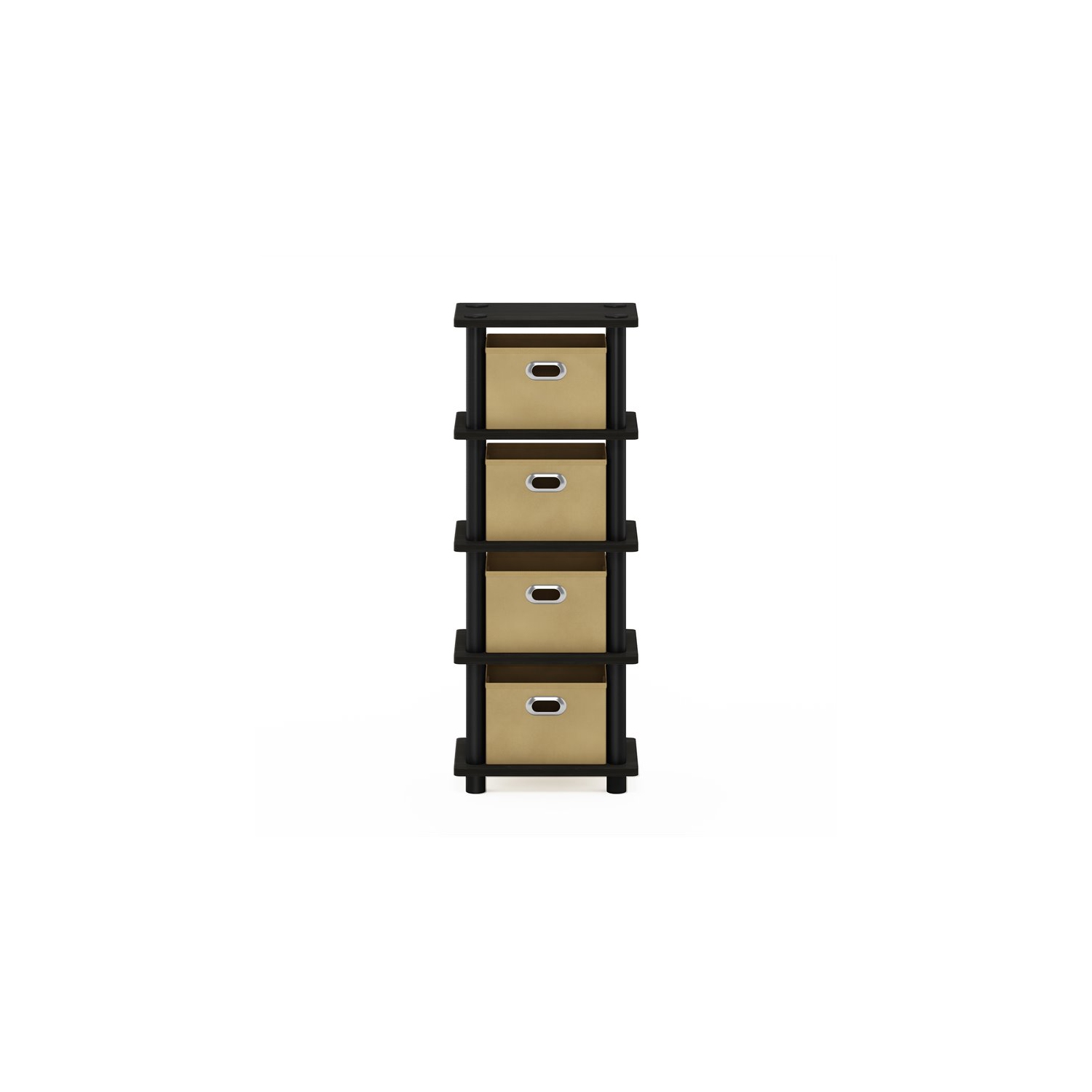 Furinno Turn-N-Tube Engineered Wood 4-Bins System Rack in Espresso/Black