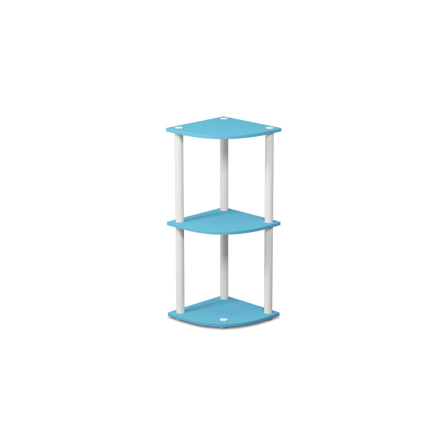 Furinno Turn-N-Tube Wood 3-Tier Corner Display Rack in Light Blue/White