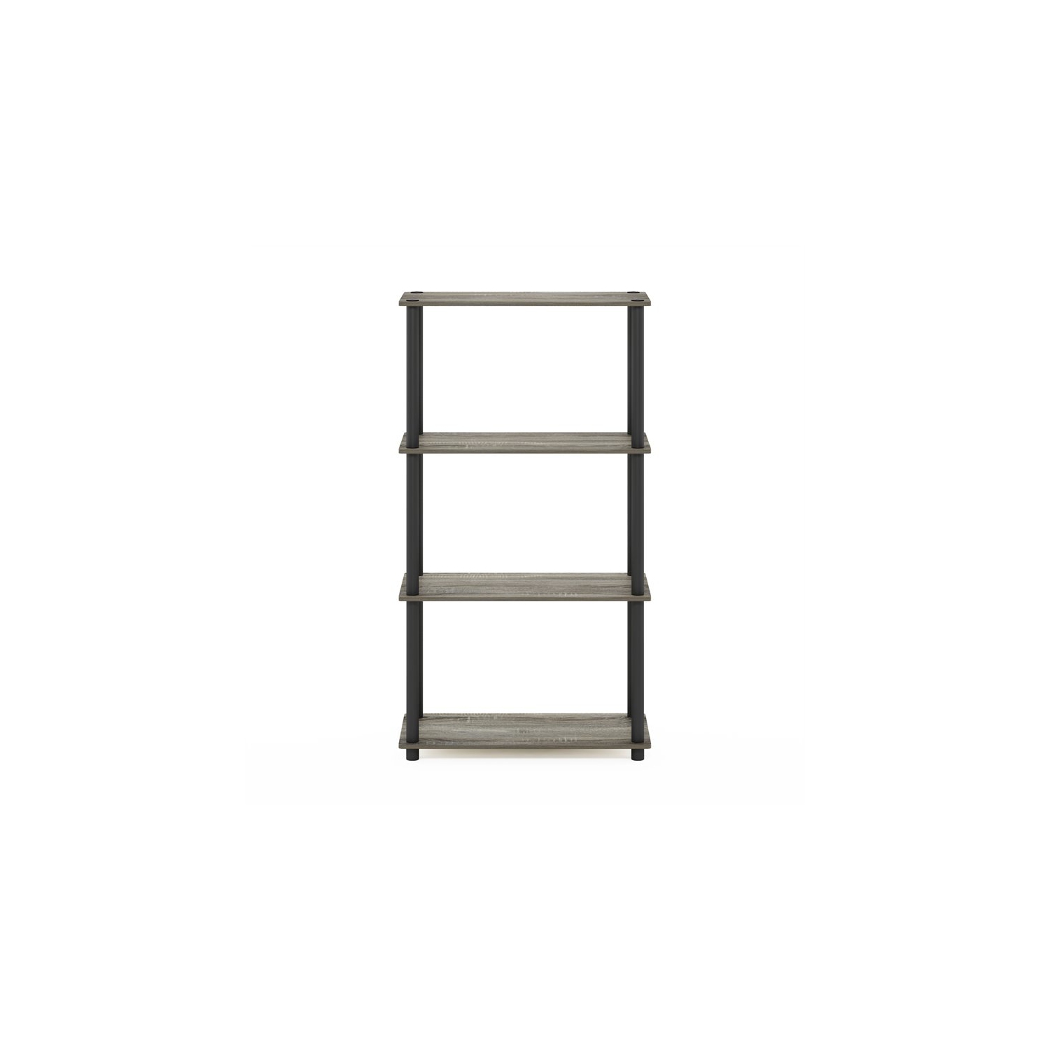 Meuble de présentation à 4 tablettes en bois Turn-N-tube de Furinno, gris chêne français/noir