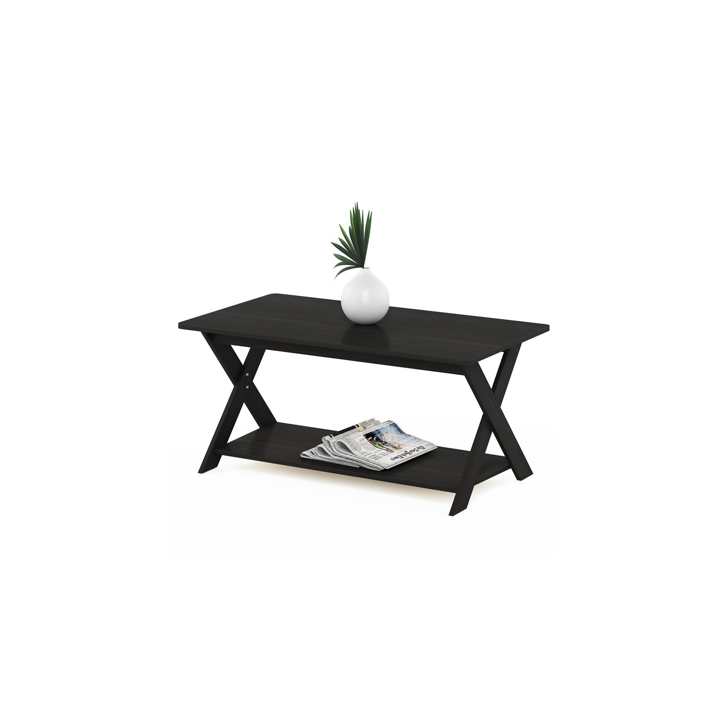 Furinno Modern Engineered Wood Simplistic Criss-Crossed Coffee Table in Espresso