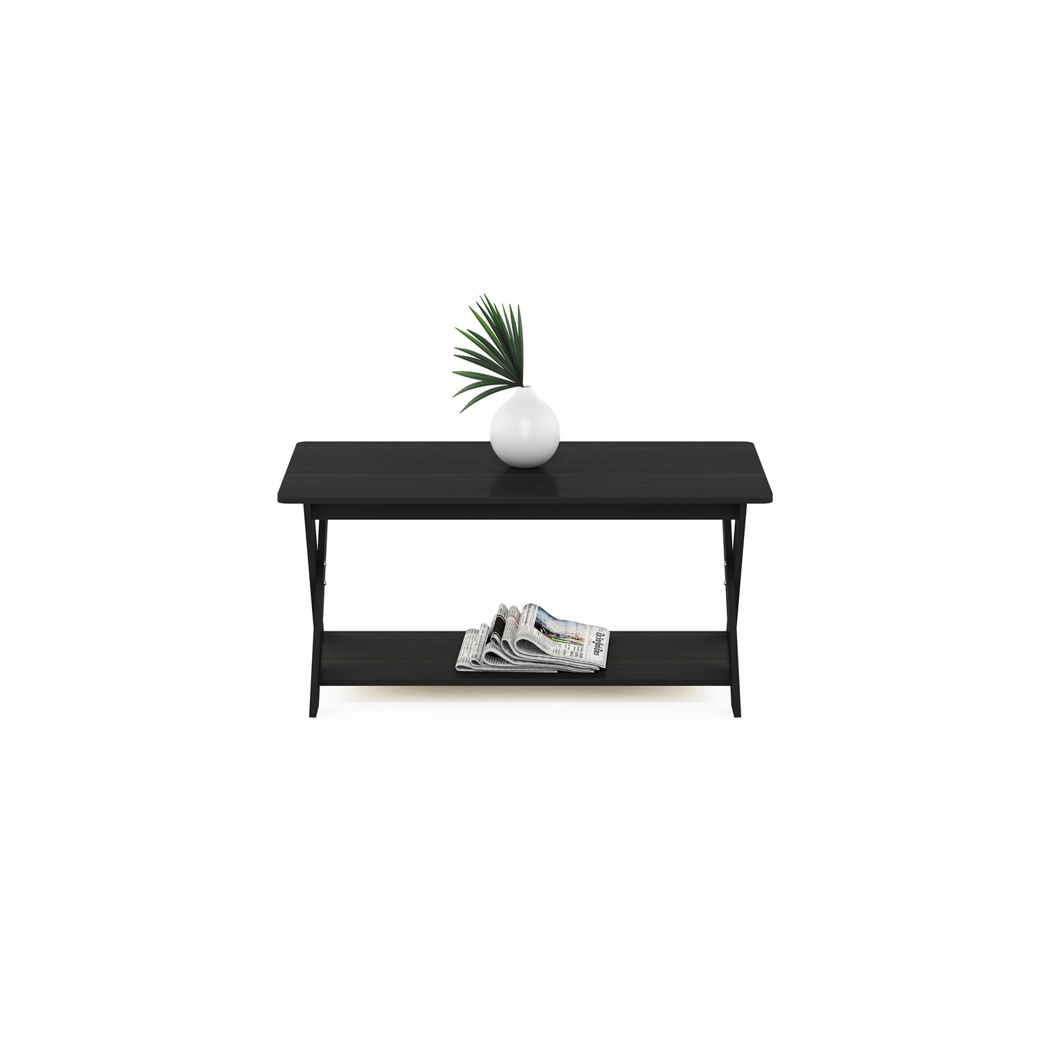 Furinno Modern Engineered Wood Simplistic Criss-Crossed Coffee Table in Espresso