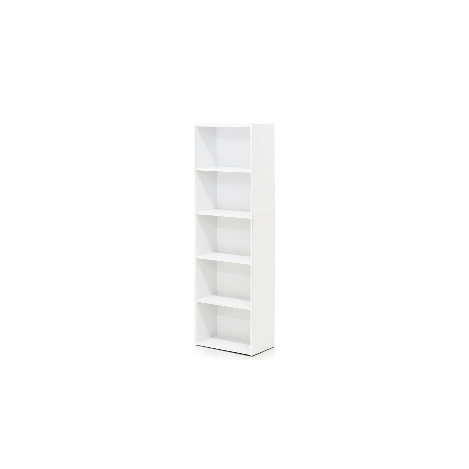 Furinno Luder Wood 5-Tier Reversible Color Open Shelf Bookcase in White