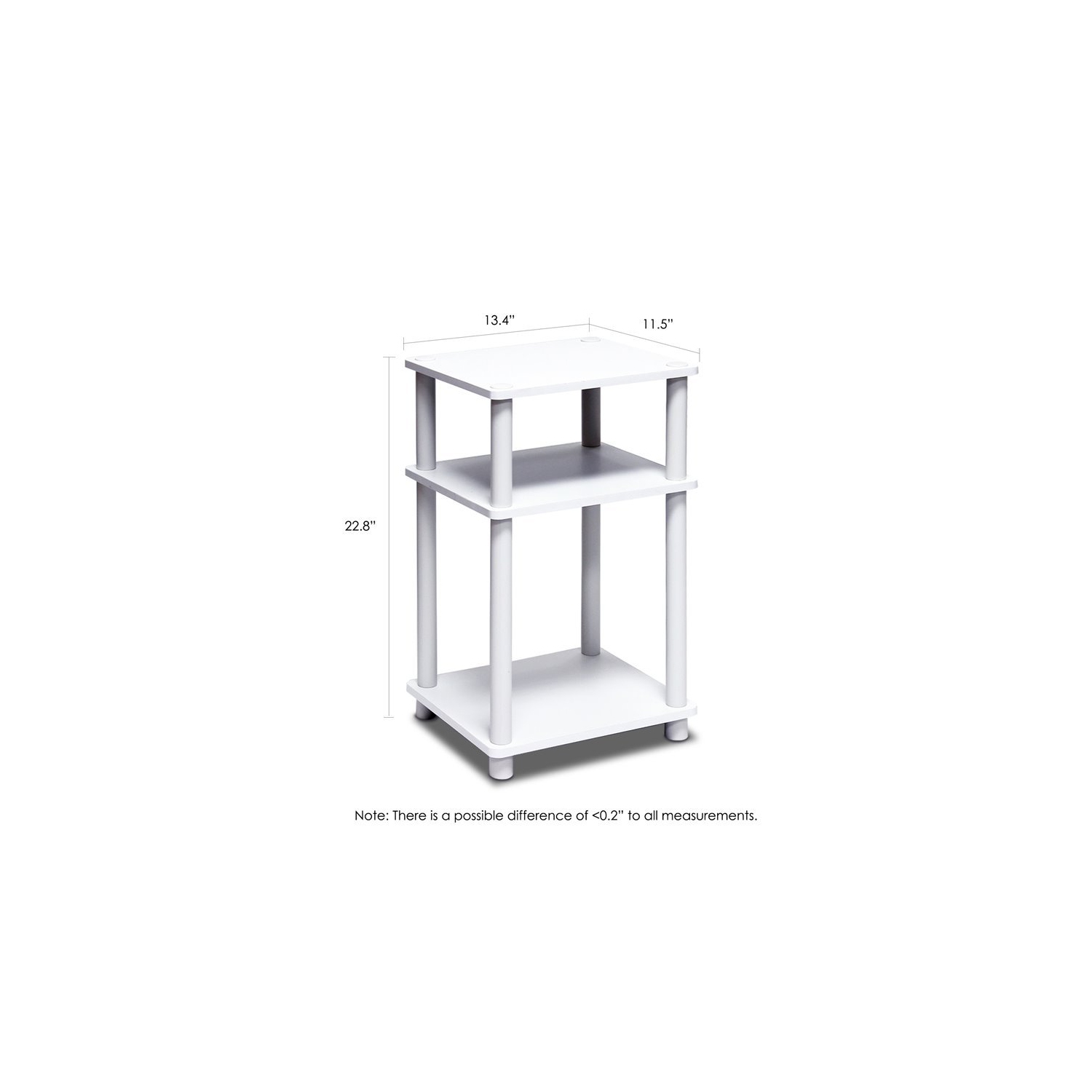 Furinno Just Turn-N-Tube Engineered Wood 3-Tier End Table in White