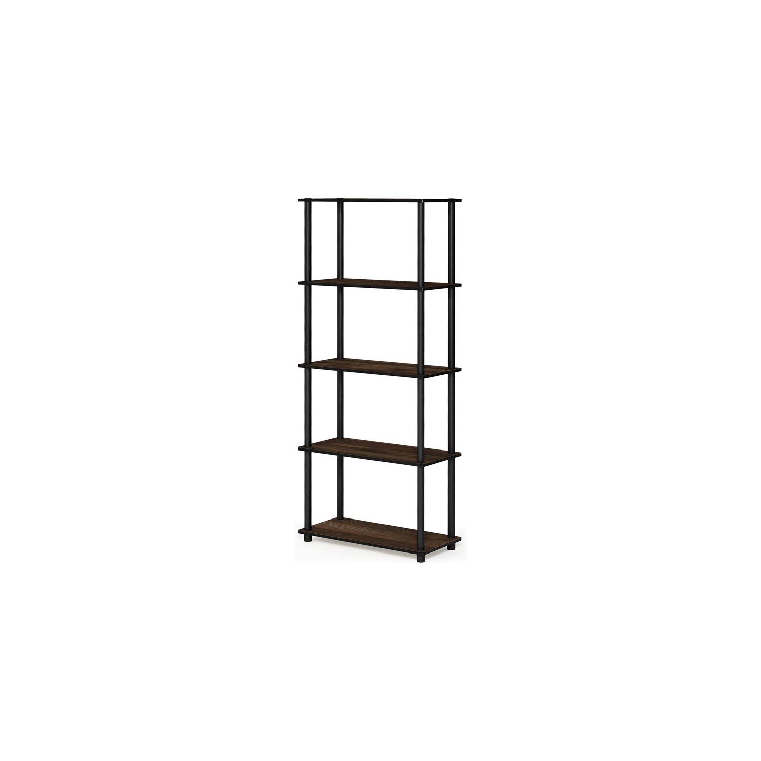 Furinno Turn-N-Tube Wood 5-Tier Shelf Display Rack in Columbia Walnut/Black