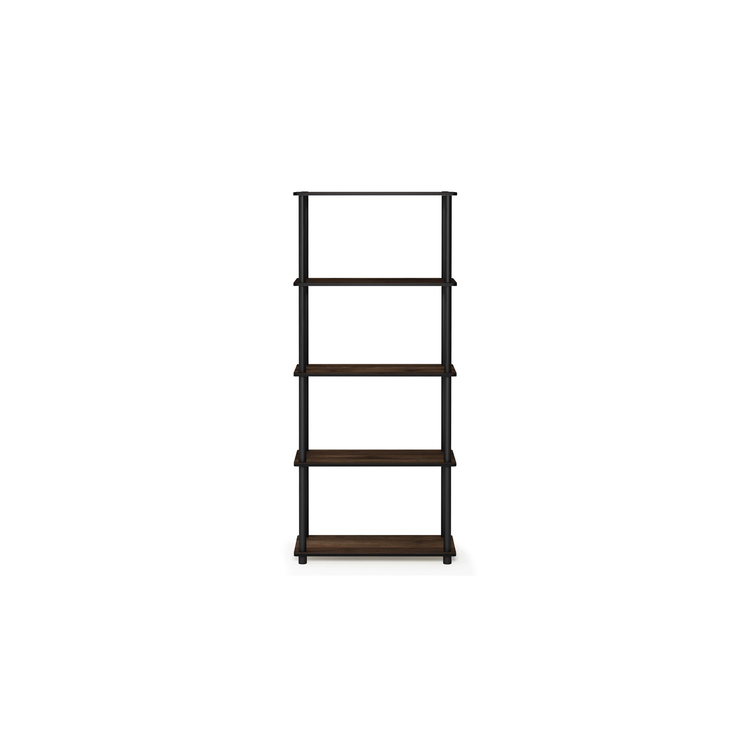 Furinno Turn-N-Tube Wood 5-Tier Shelf Display Rack in Columbia Walnut/Black