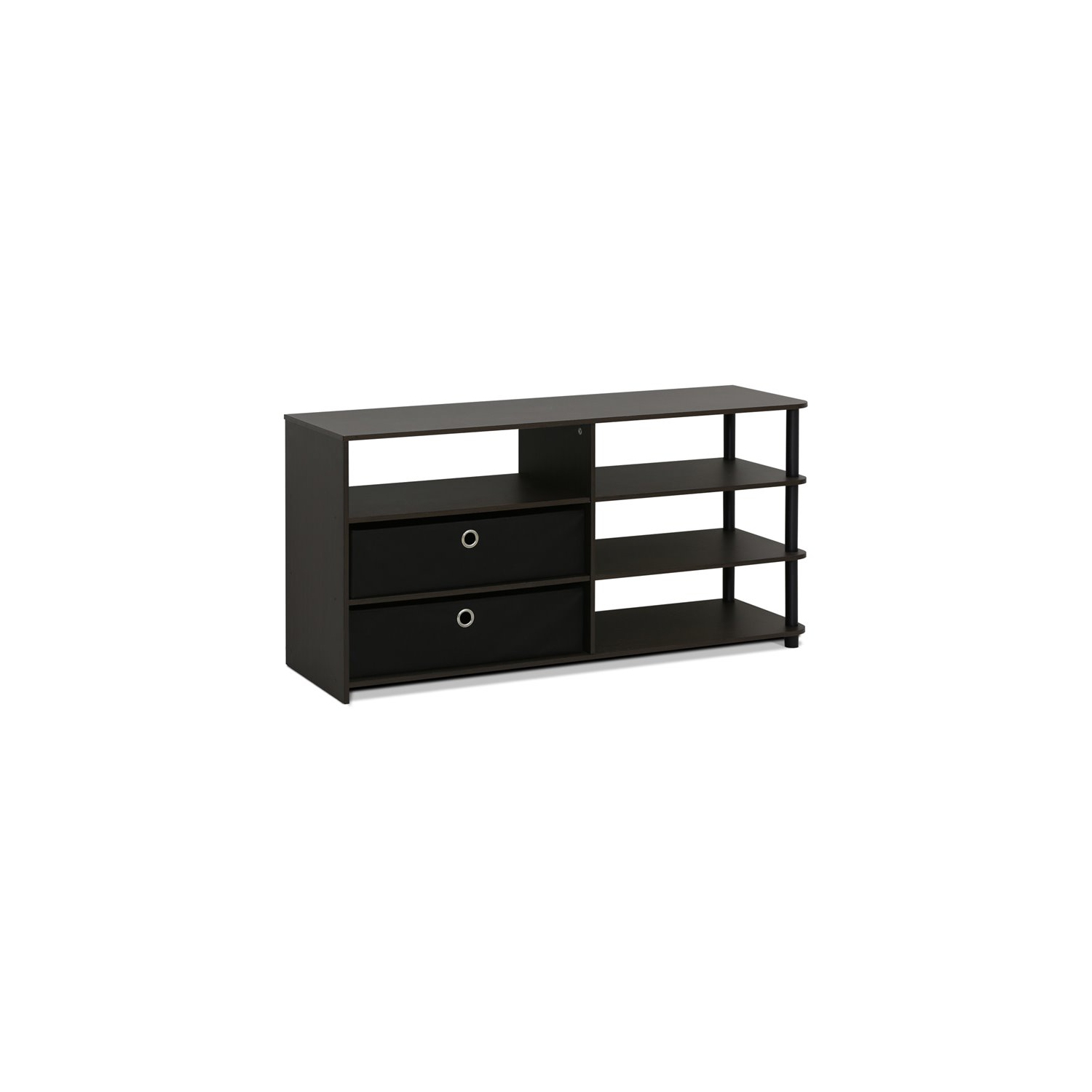 Furinno JAYA Wood Simple Design TV Stand for TV up to 55" in Walnut/Black