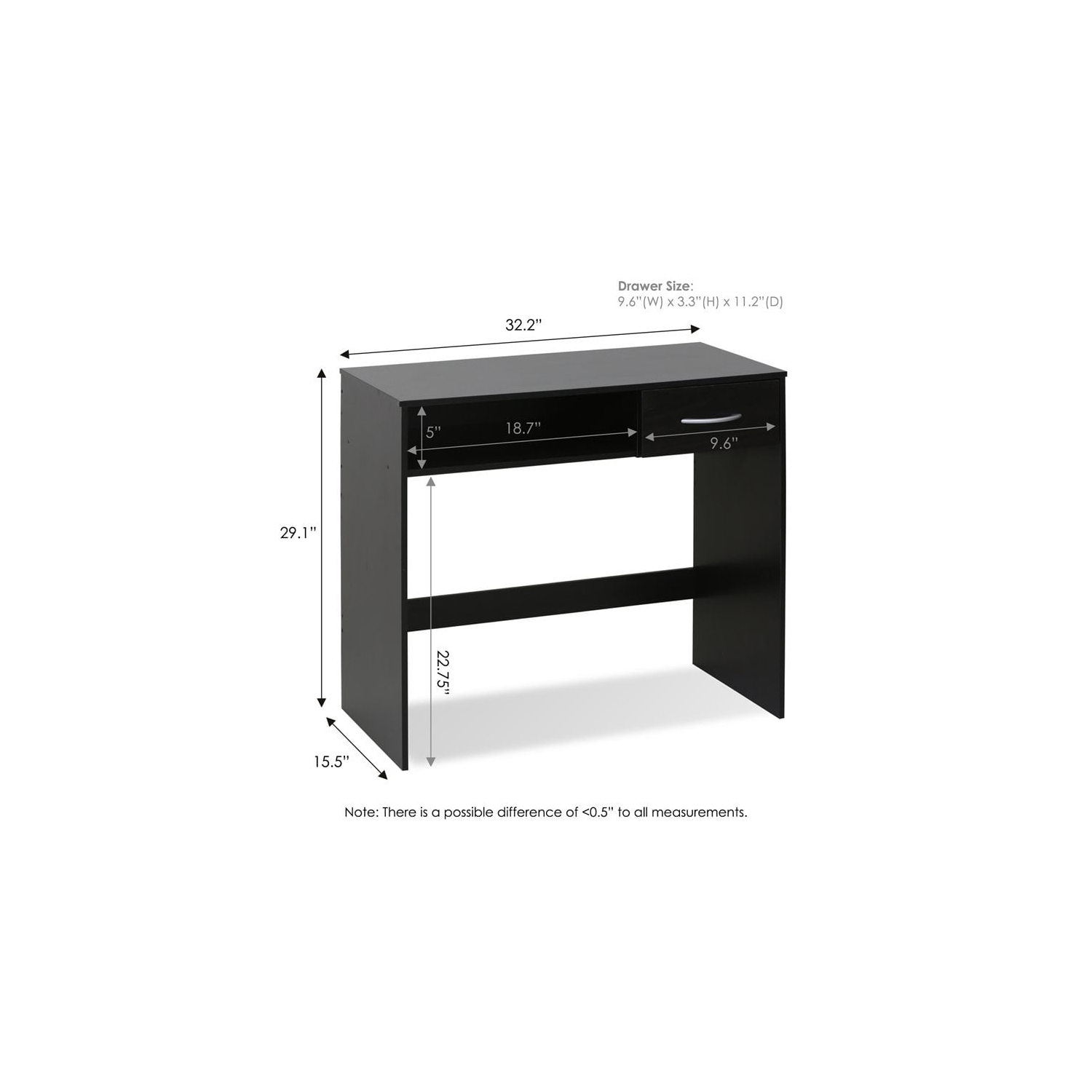 Furinno JAYA Engineered Wood Computer Study Desk with Drawer in Espresso