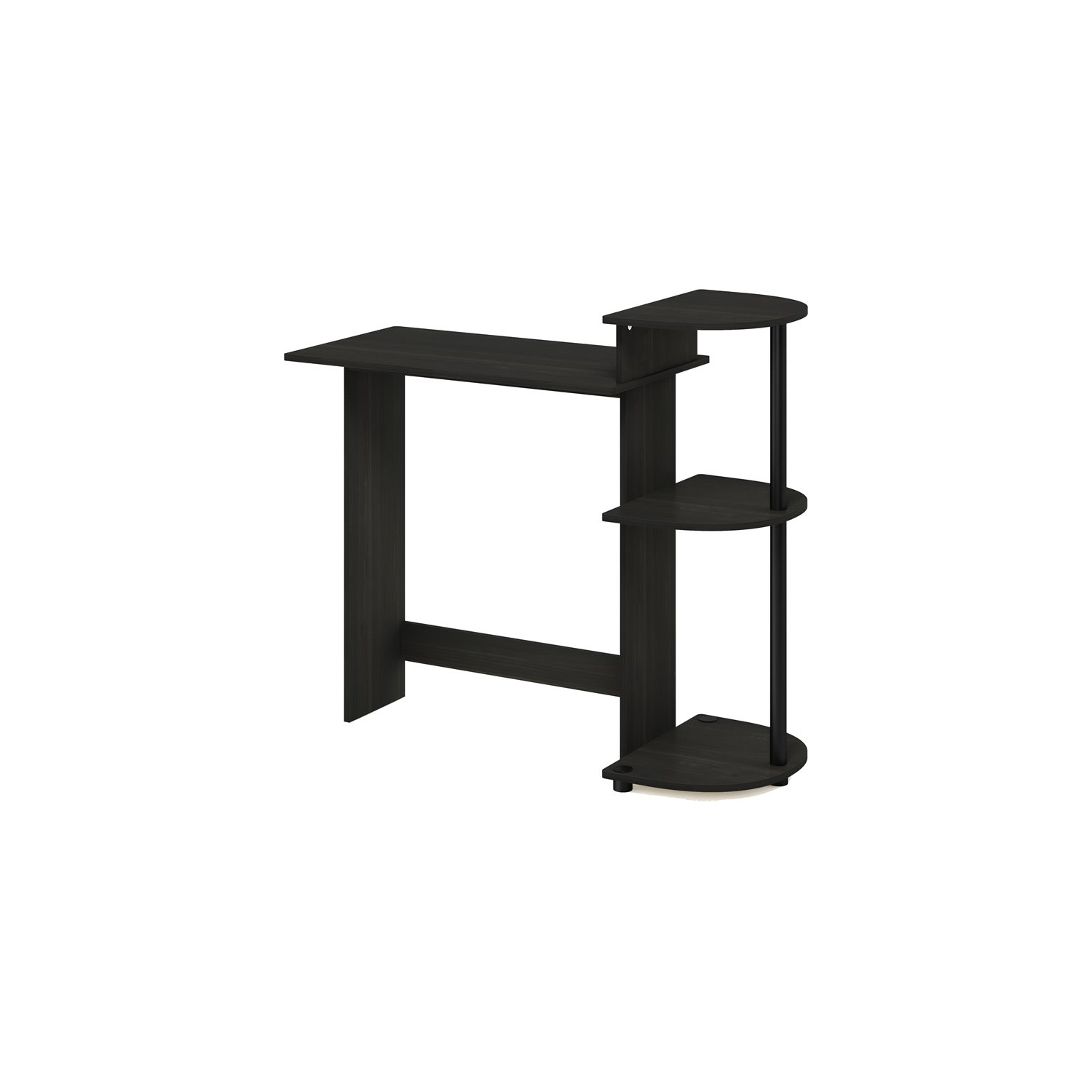 Furinno Engineered Wood Compact Computer Desk with Shelves in Black/Gray