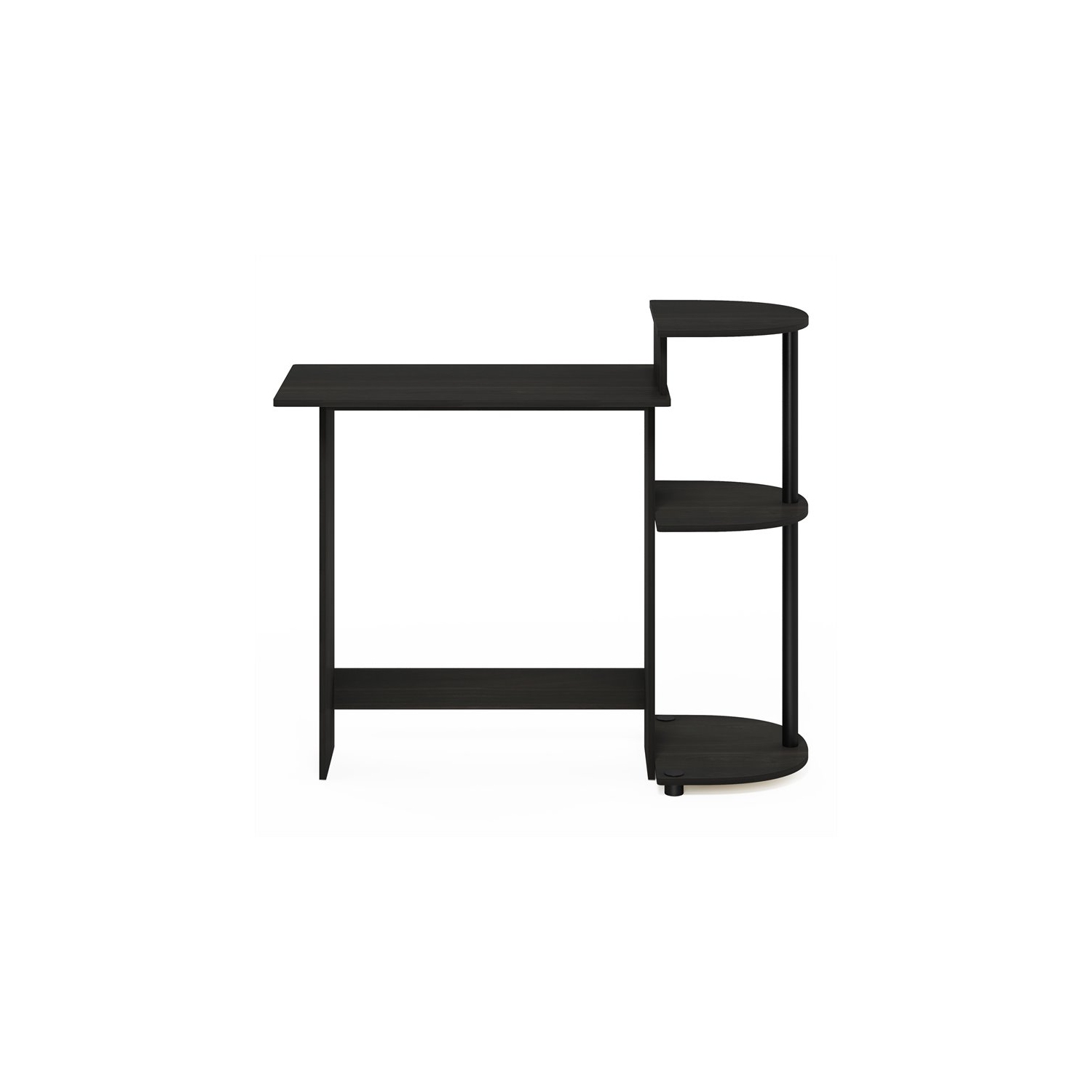 Furinno Engineered Wood Compact Computer Desk with Shelves in Black/Gray
