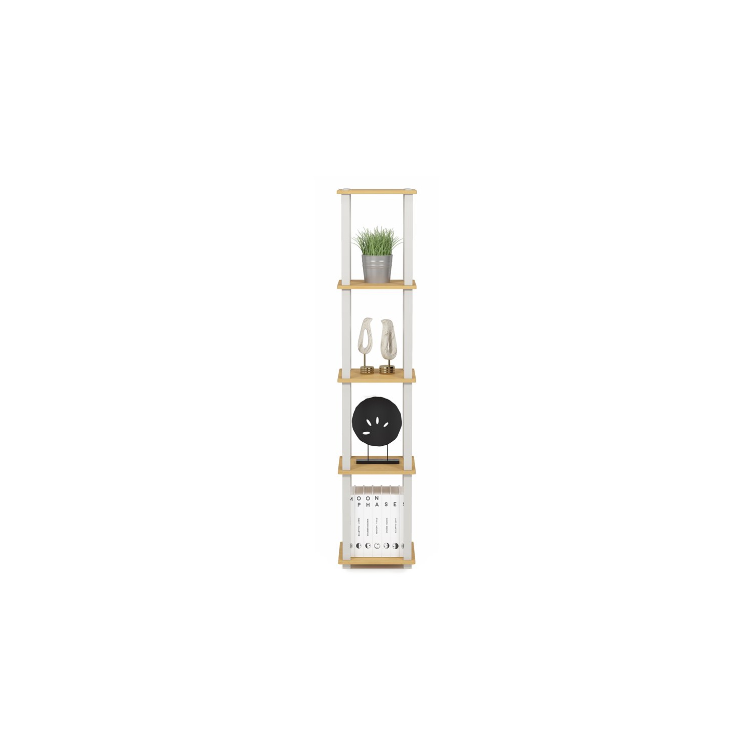 Furinno Turn-S-Tube Wood 5-Tier Corner Rack Display Shelf in Beech/Natural