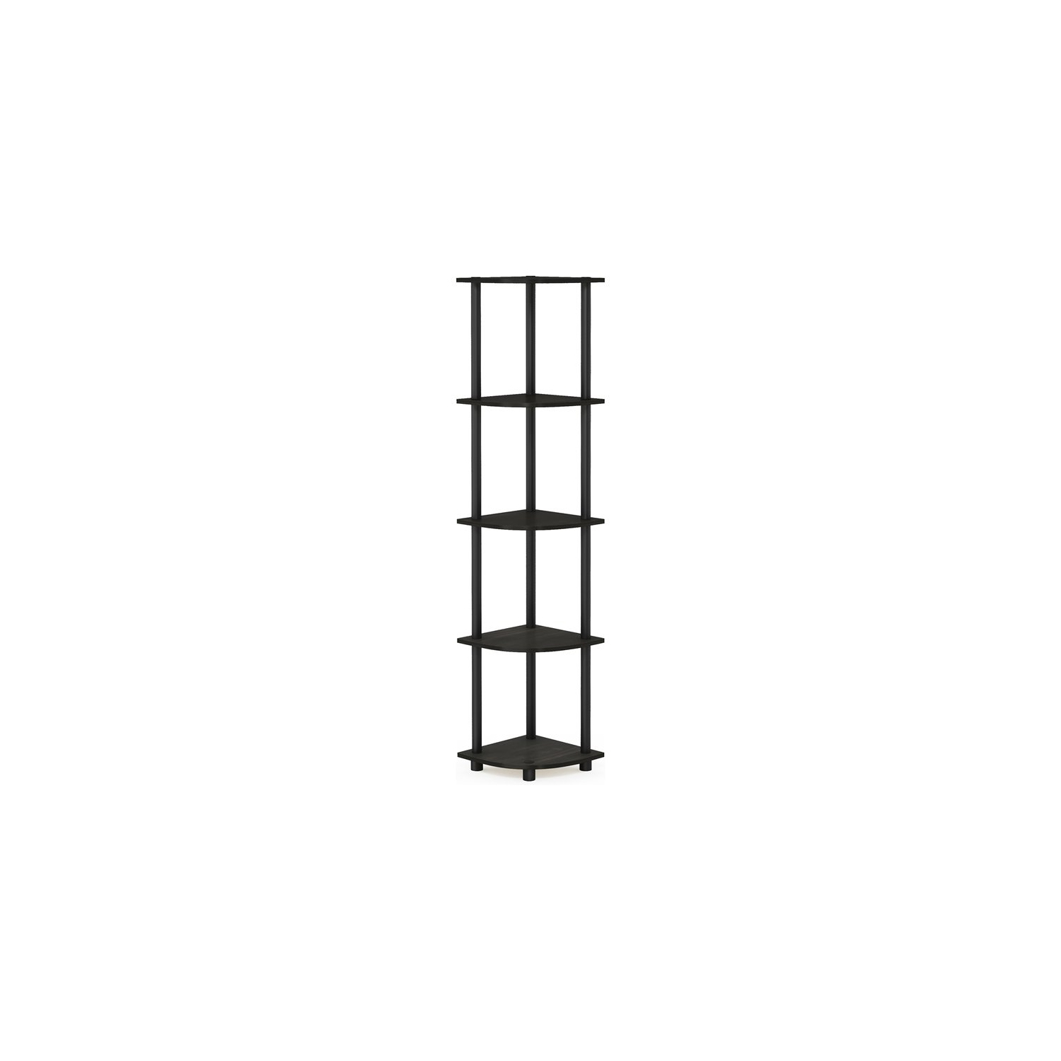 Furinno Turn-N-Tube Wood 5 Tier Corner Display Rack in Espresso/Black