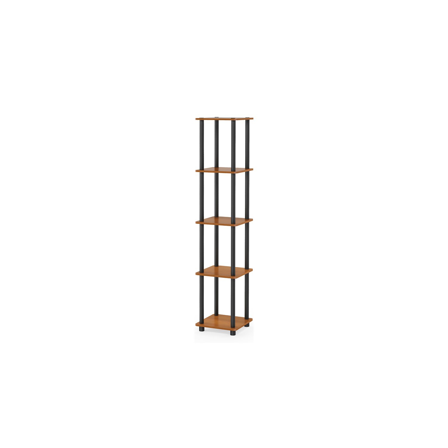 Furinno Turn-N-Tube Wood 5-Tier Corner Rack Display Shelf in Light Cherry/Black