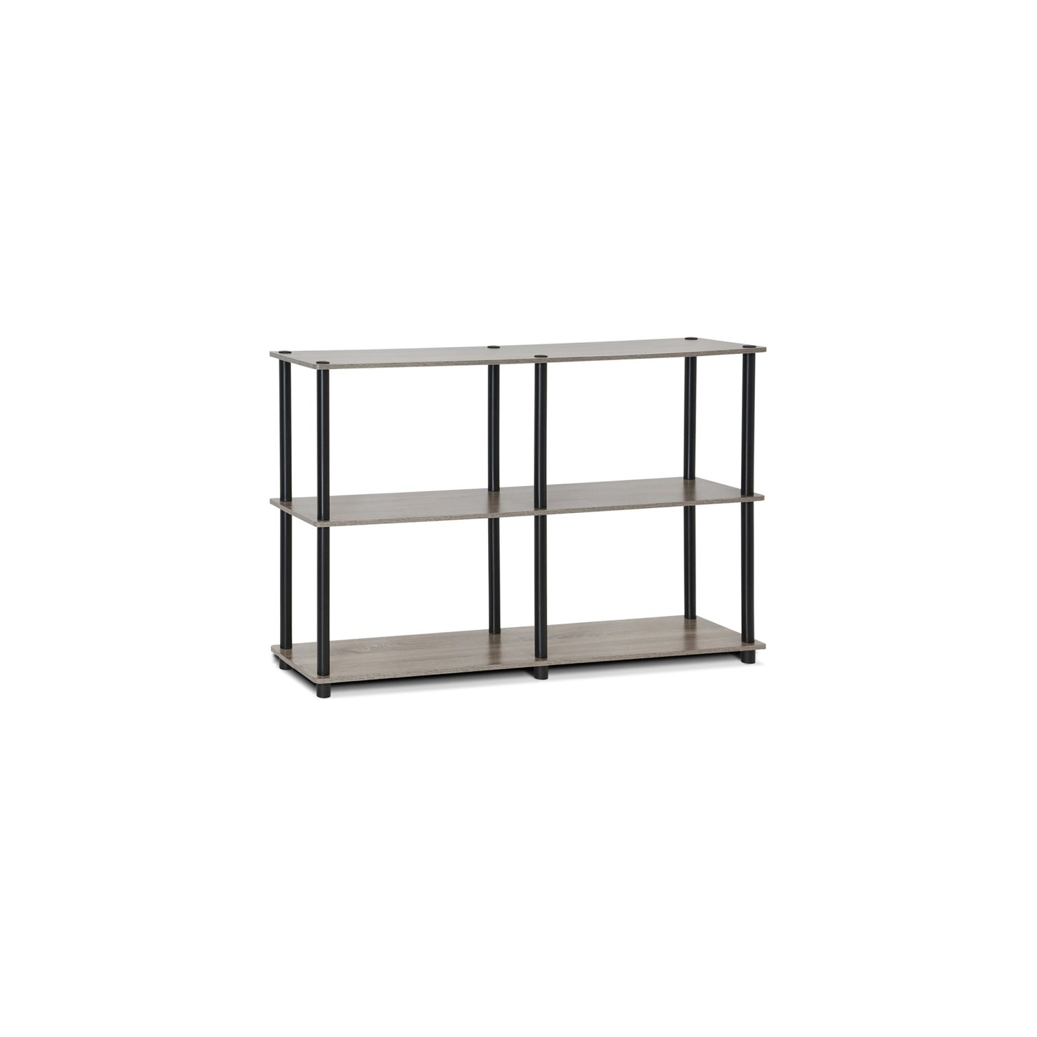Furinno Turn-N-Tube Wood 3-Tier Storage Display Rack in French Oak Gray/Black