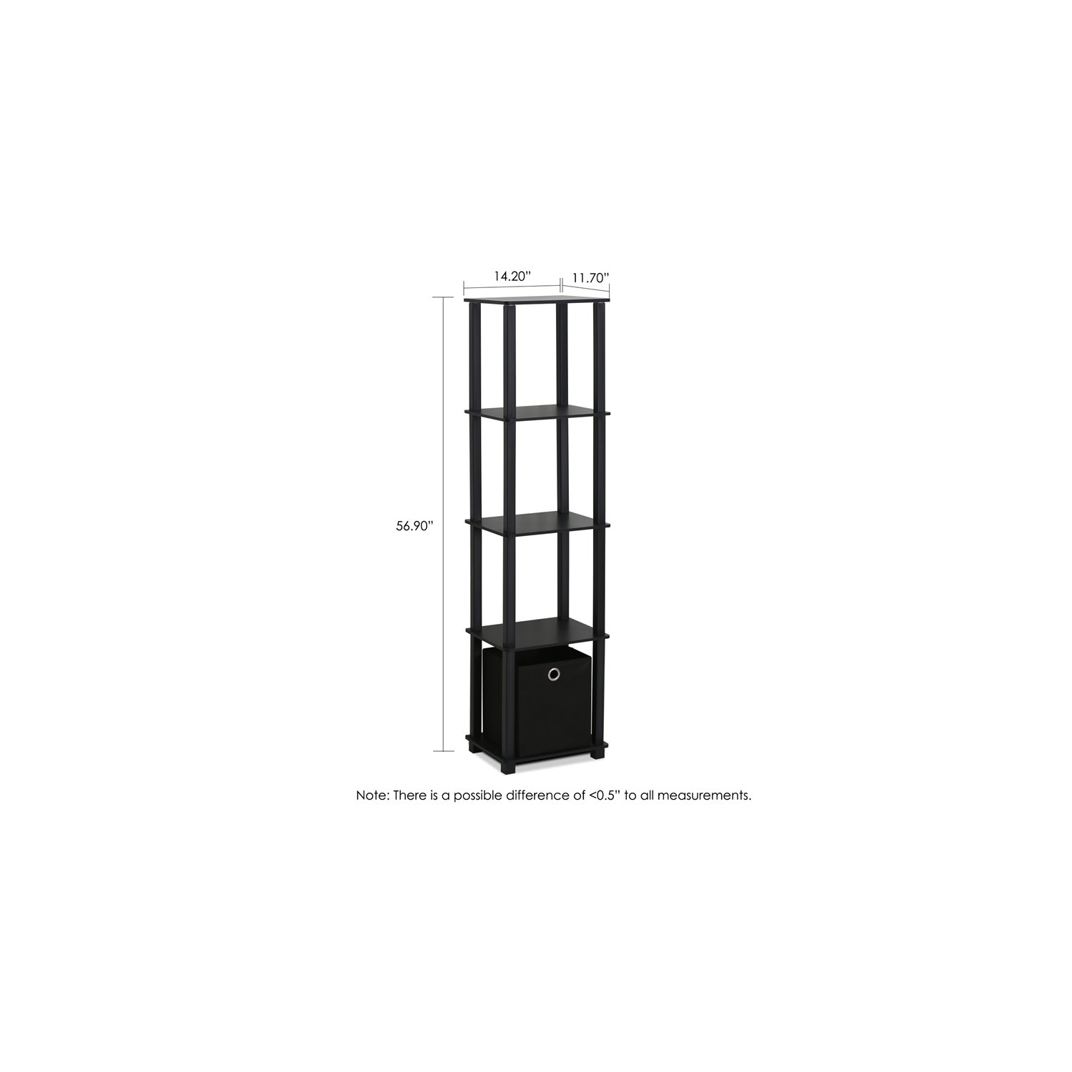 Furinno – Présentoir à 5 niveaux en bois Turn-N-tube, sans outils, tablette décorative noire