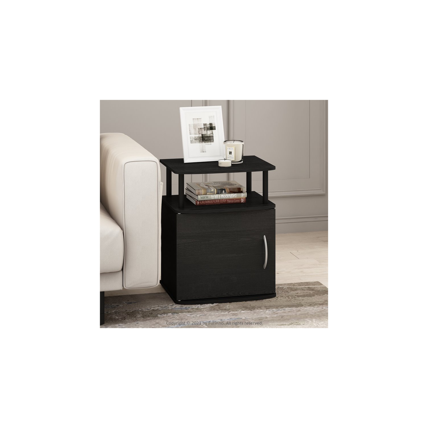 Furinno JAYA Engineered Wood Utility Design End Table in Black
