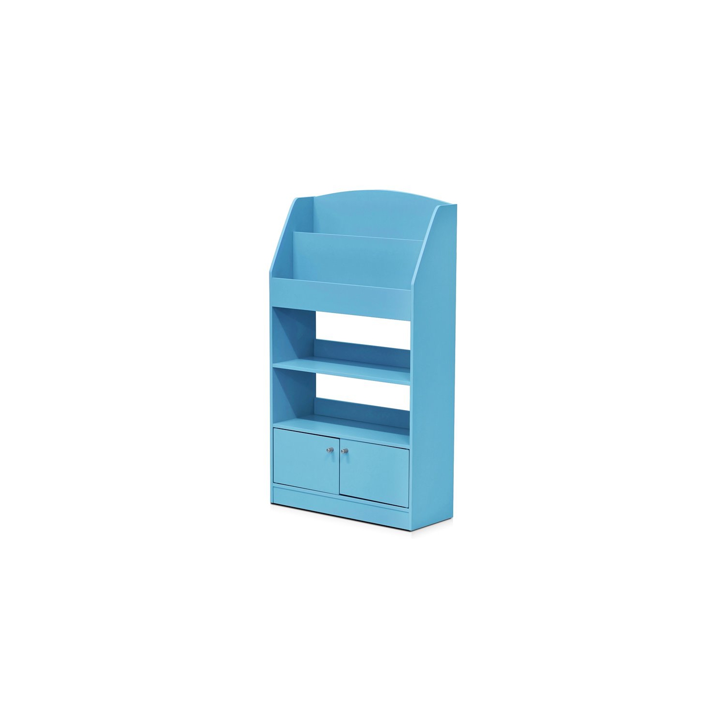 Furinno Lova Wood Magazine/Bookshelf with Storage Cabinet in Light Blue