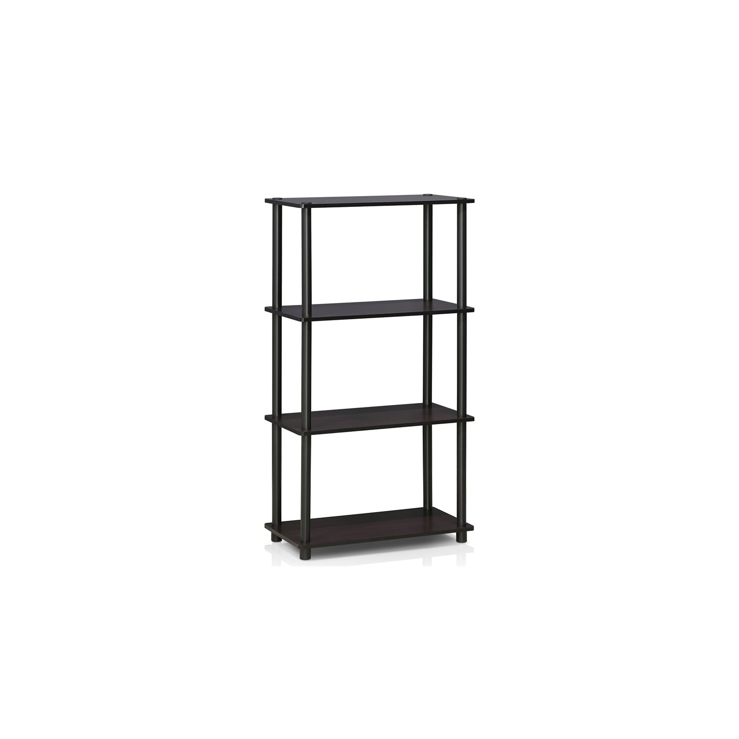 Furinno Turn-N-Tube Wood 4-Tier Multipurpose Shelf Display Rack in Dark Walnut