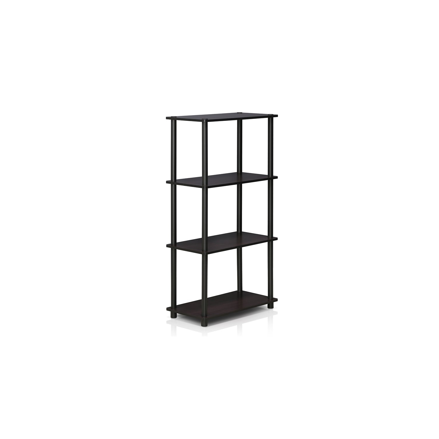 Furinno Turn-N-Tube Wood 4-Tier Multipurpose Shelf Display Rack in Dark Walnut