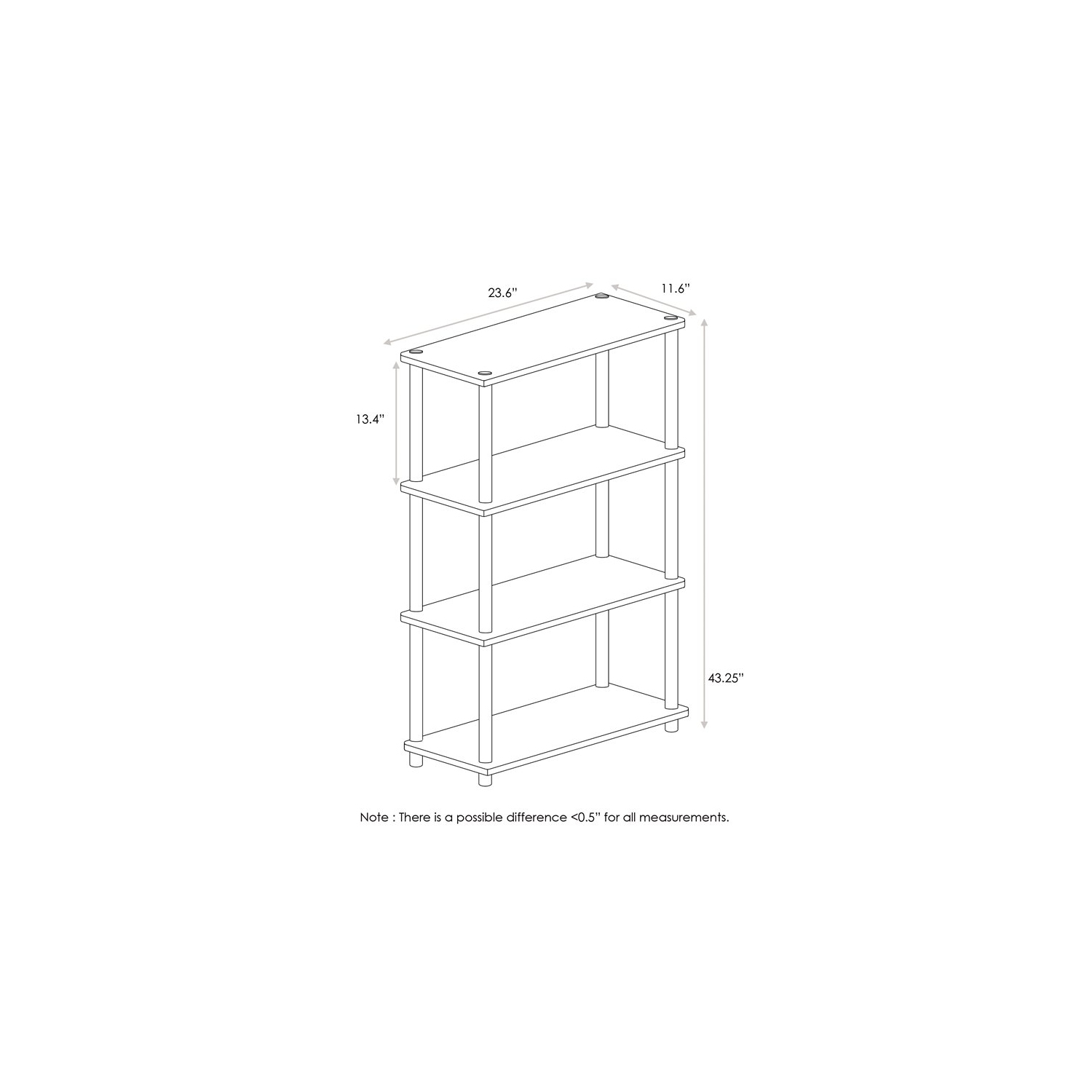 Furinno Turn-N-Tube Wood 4-Tier Multipurpose Shelf Display Rack in Dark Walnut