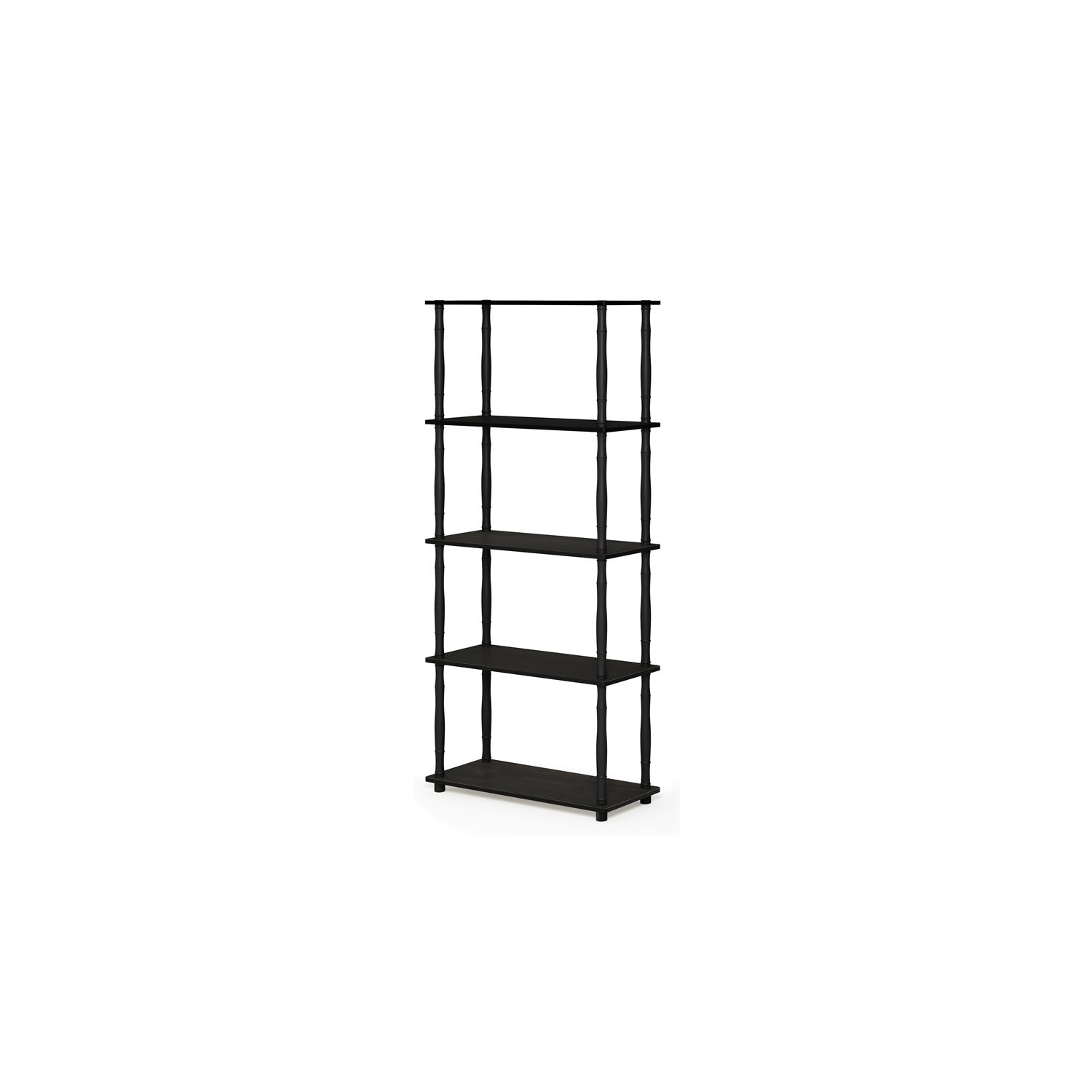 Furinno Turn-N-Tube Wood 5-Tier Shelf Display Rack w/ Classic Tubes in Espresso