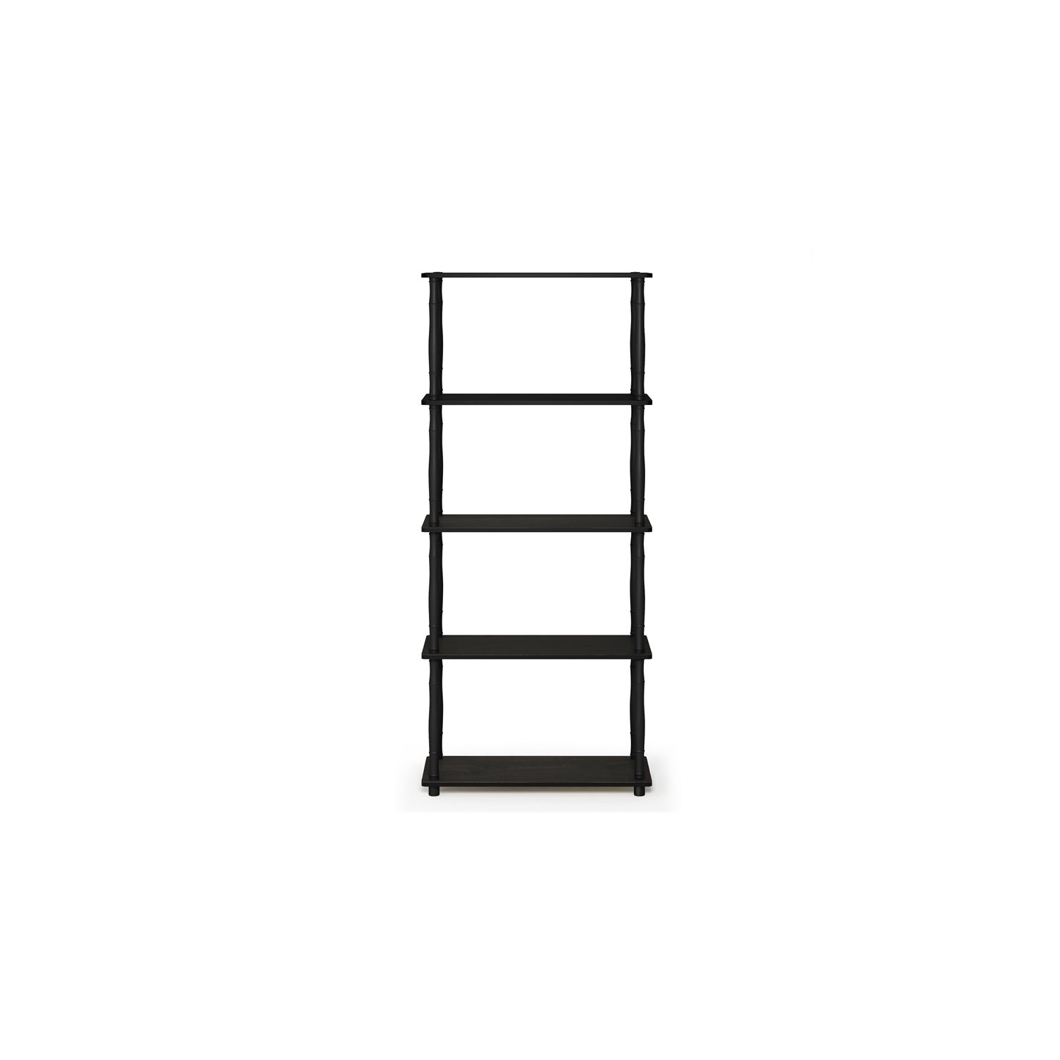Furinno Turn-N-Tube Wood 5-Tier Shelf Display Rack w/ Classic Tubes in Espresso