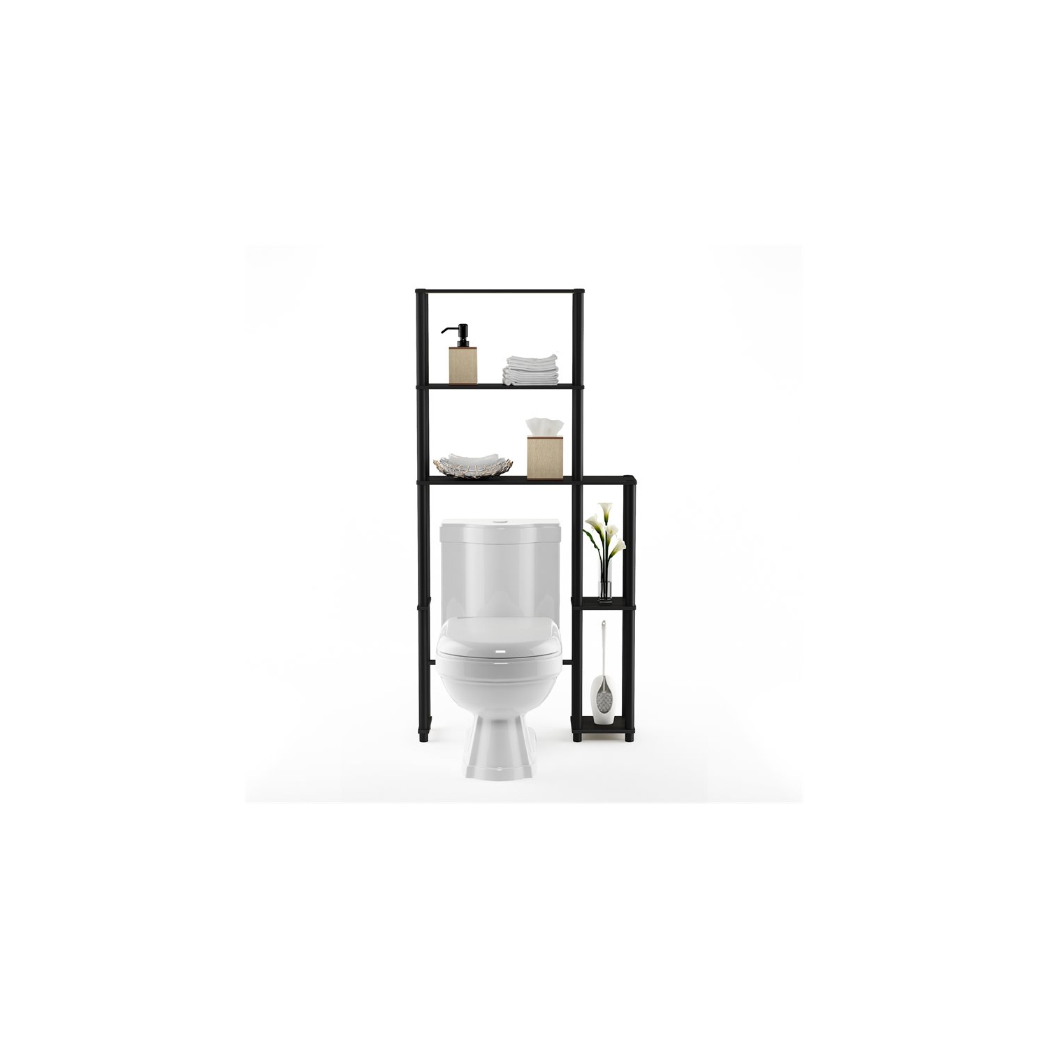 Furinno Turn-N-Tube Wood Toilet Space Saver with 5 Shelves in Espresso/Black