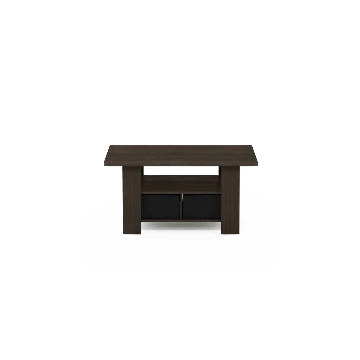 Furinno Andrey Engineered Wood Coffee Table with Bin Drawer in Dark Brown/Black