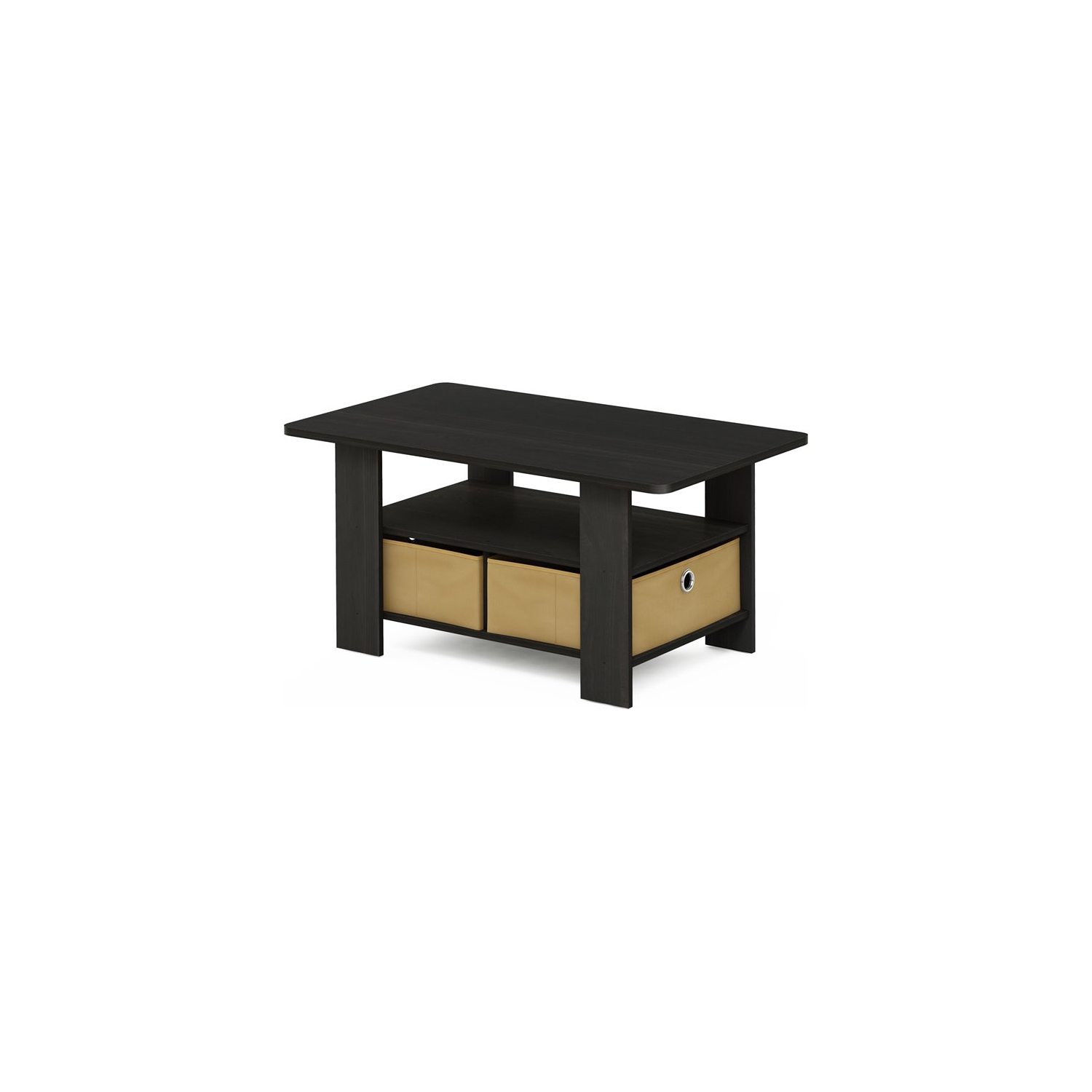 Furinno Andrey Engineered Wood Coffee Table with Bin Drawer in Espresso/Brown