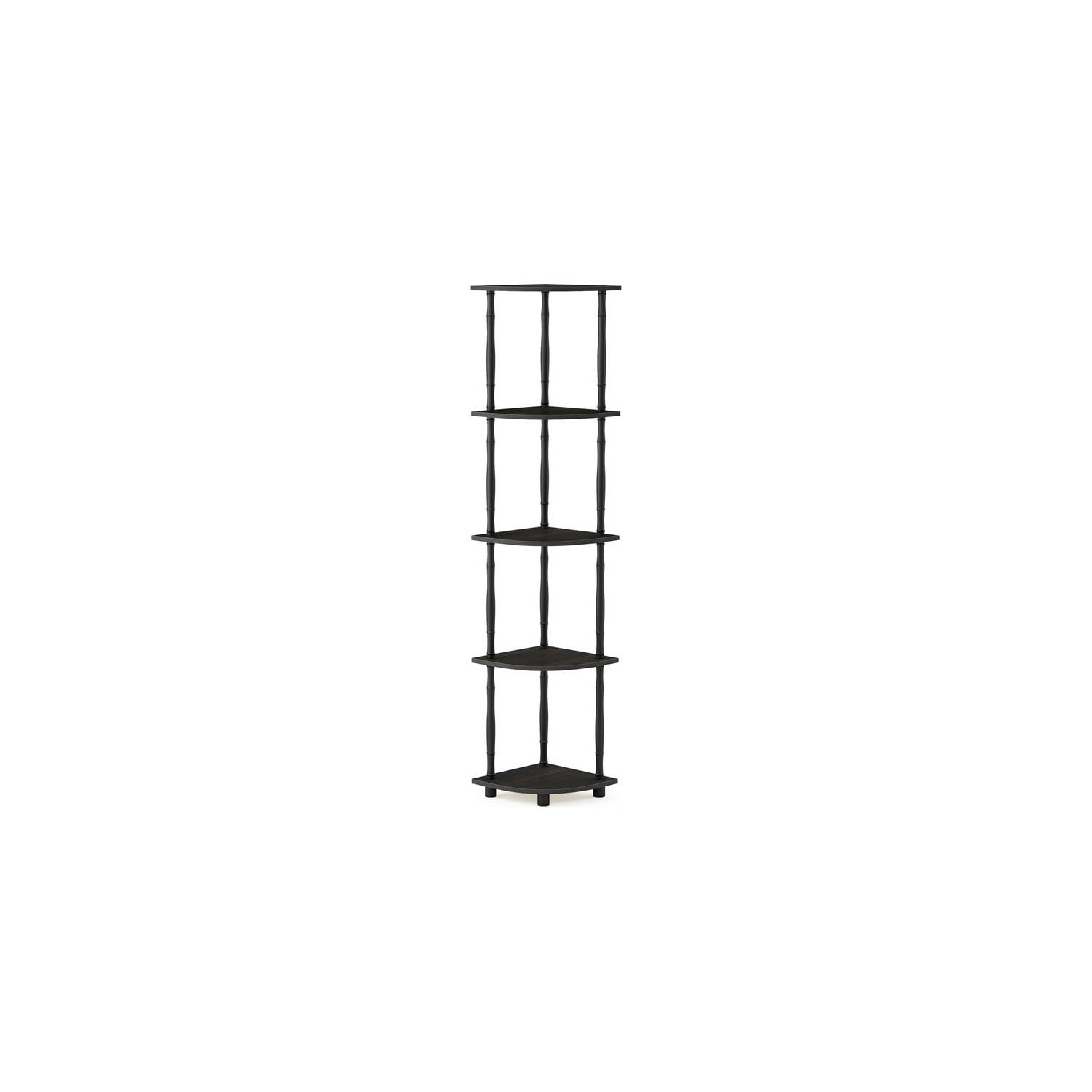 Furinno Turn-N-Tube Wood 5-Tier Corner Display Rack w/ Classic Tube in Espresso