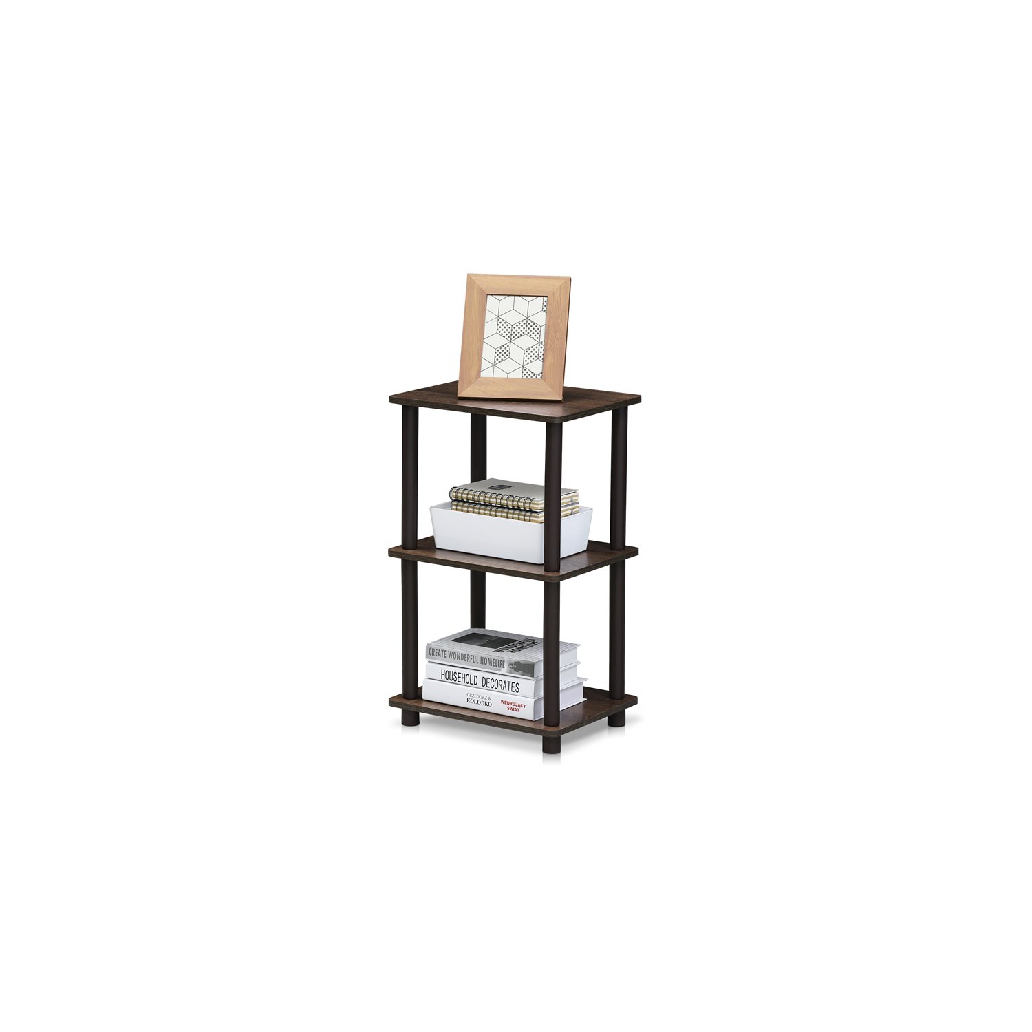 Furinno Turn-N-Tube Engineered Wood 2 Space Shelf in Walnut/Brown
