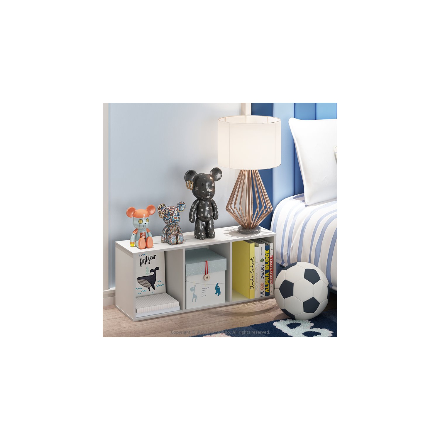 Furinno Luder Engineered Wood 3-Tier Open Shelf Bookcase in White