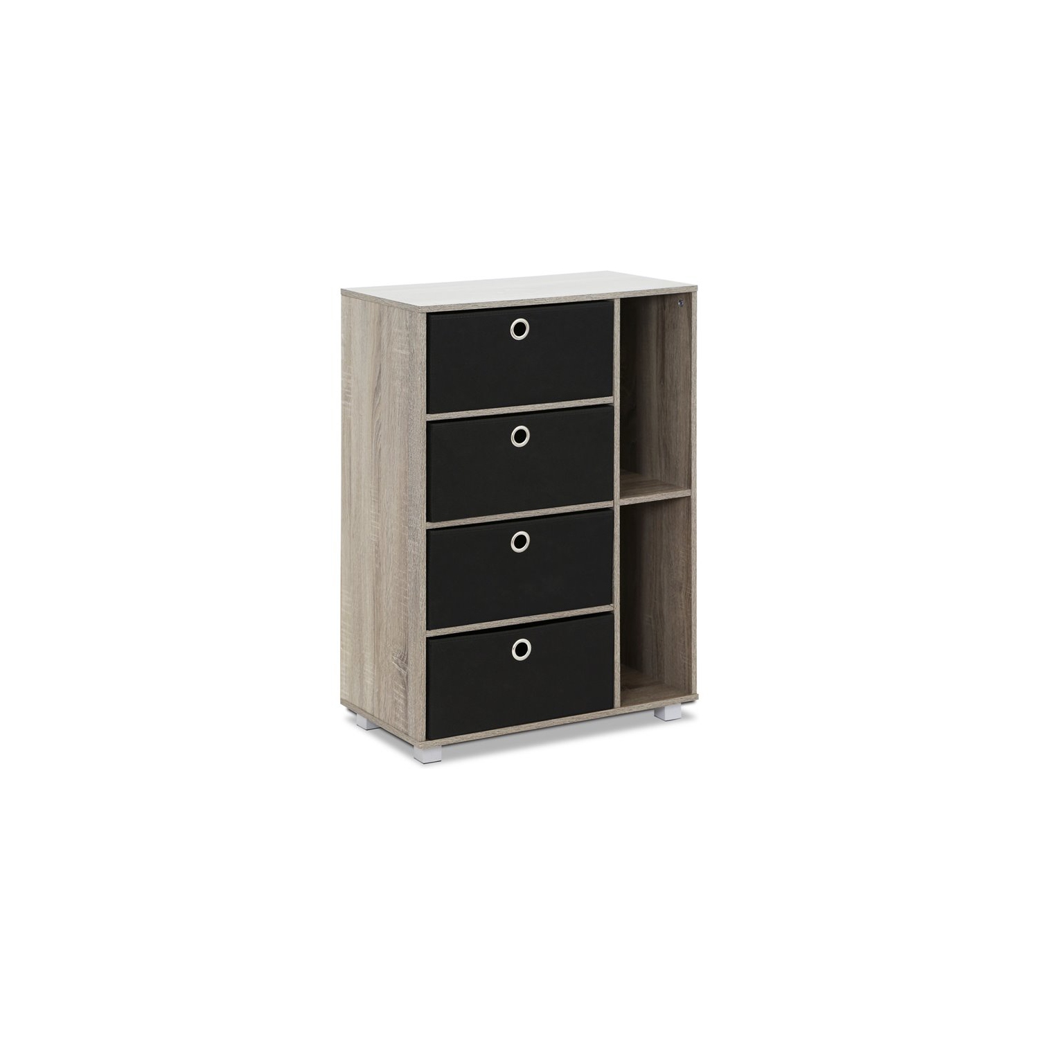 Furinno Andrey Wood Storage Cabinet with Bin Drawers in French Oak Gray/Black