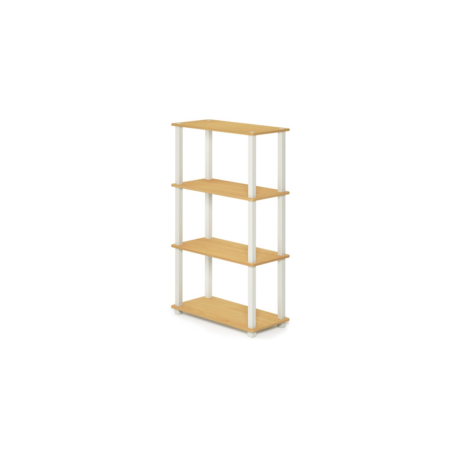 Furinno Turn-S-Tube Wood 4-Tier Multipurpose Shelf Display Rack in Beech/Natural